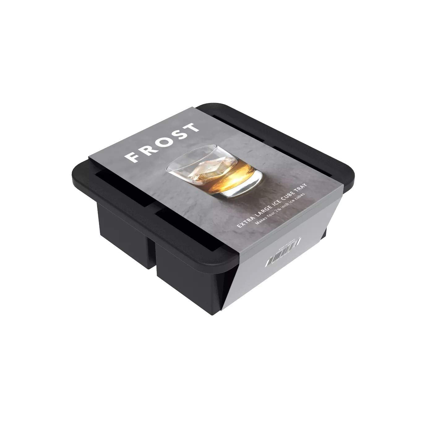 Frost Silicone Extra Large Cube Ice Tray W/Protective Lid | Charcoal | Easy To Remove Ice Cubes | Food Grade Premium Silicone |