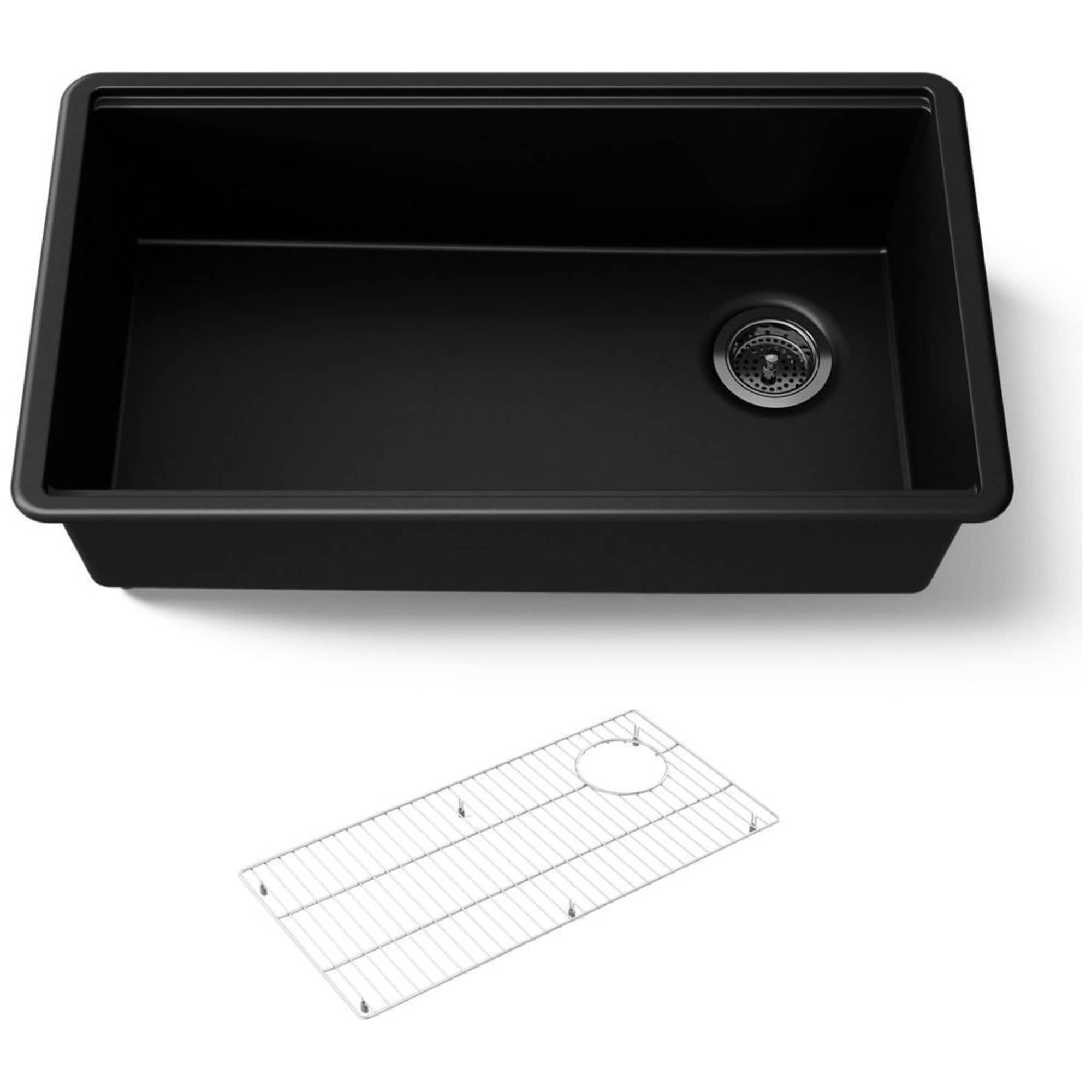 KOHLER Billings 32.5 Inch Undermount Single Bowl Stone Composite Kitchen Sink, Durable Modern Design, Easy to Clean, Large Capac