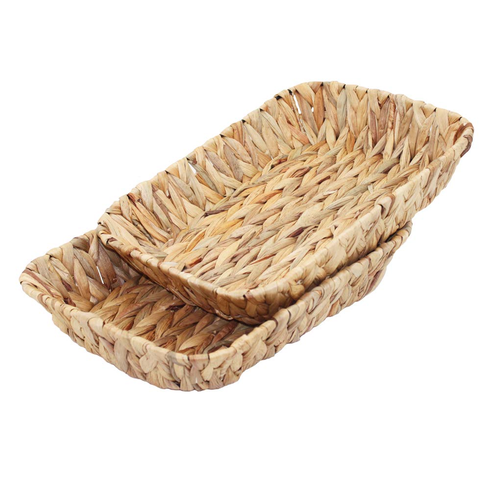 Fruit Tray, Grass Weaving Storage Bins For Fruit Or Tea,Arts And Crafts.(2) (Rectanglec-2Pc)