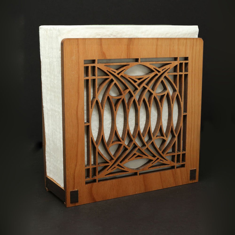 Frank Lloyd Wright Blossom House Design Laser Cut Wood Napkin Holder