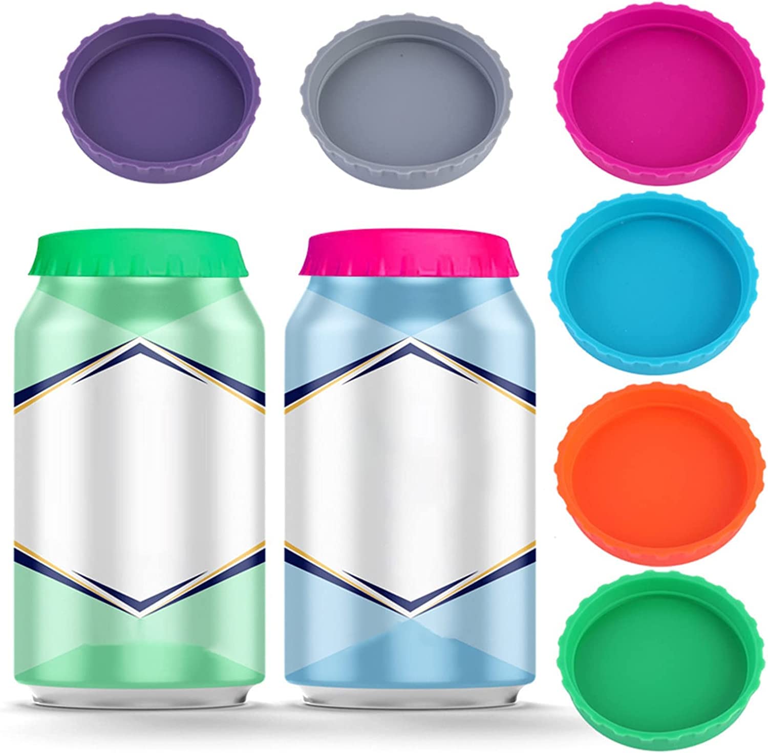 2 Pcs Blue Silicone Coke Can Covers Flexible Reusable Food Grade Leak Proof Protection Soda Silicone Can Lids For Kitchen Must-H