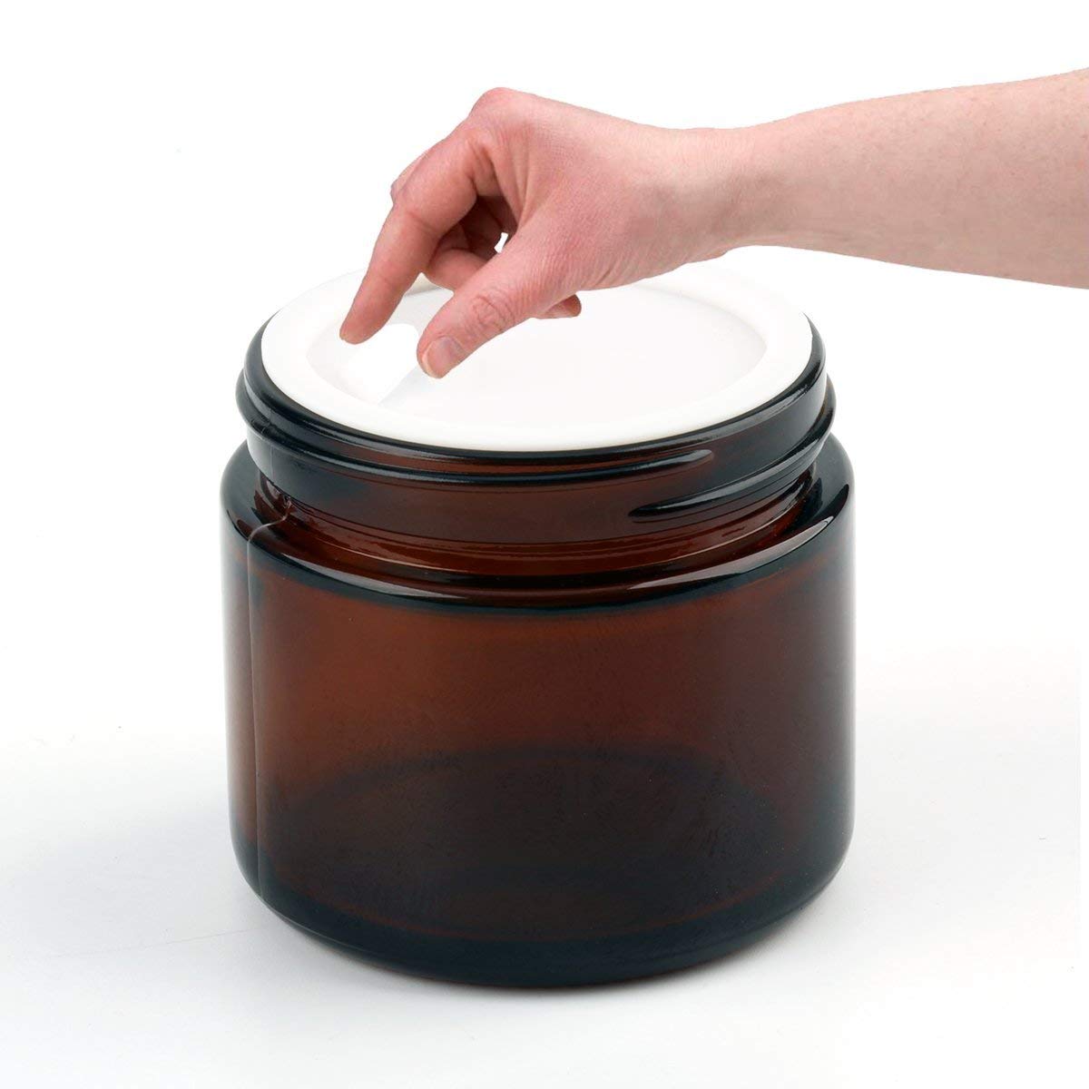 Encheng 15 Pack Of 2 Oz Amber Round Glass Jars,With Inner Liners And Black Lids,Empty Cosmetic Containers,Cream Jars