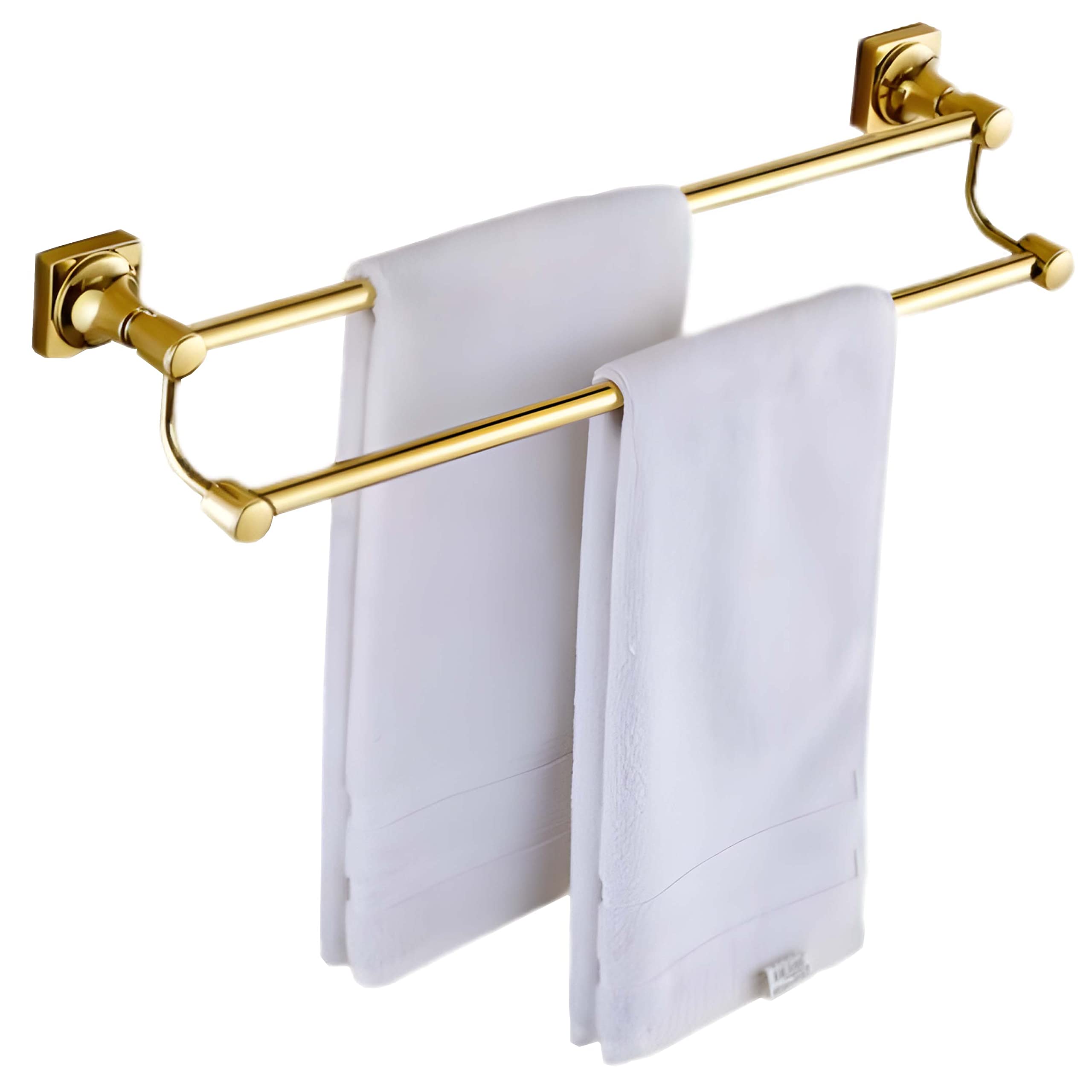 Sprinkle Double Towel Bar, 24 Inch Brass Gold Towel Rack Holder For Bathroom Washcloths And Hand Towels, Brushed Wall Mount, Tb1