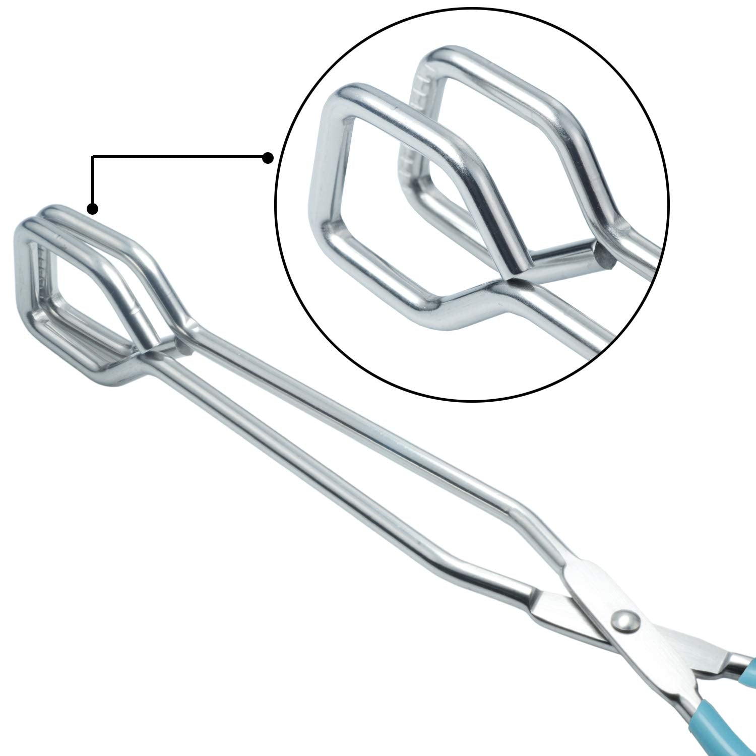 HINMAY Kitchen Scissor Tongs, 10-Inch Heavy Duty Stainless Steel, Comfort-Grip Handle, Blue