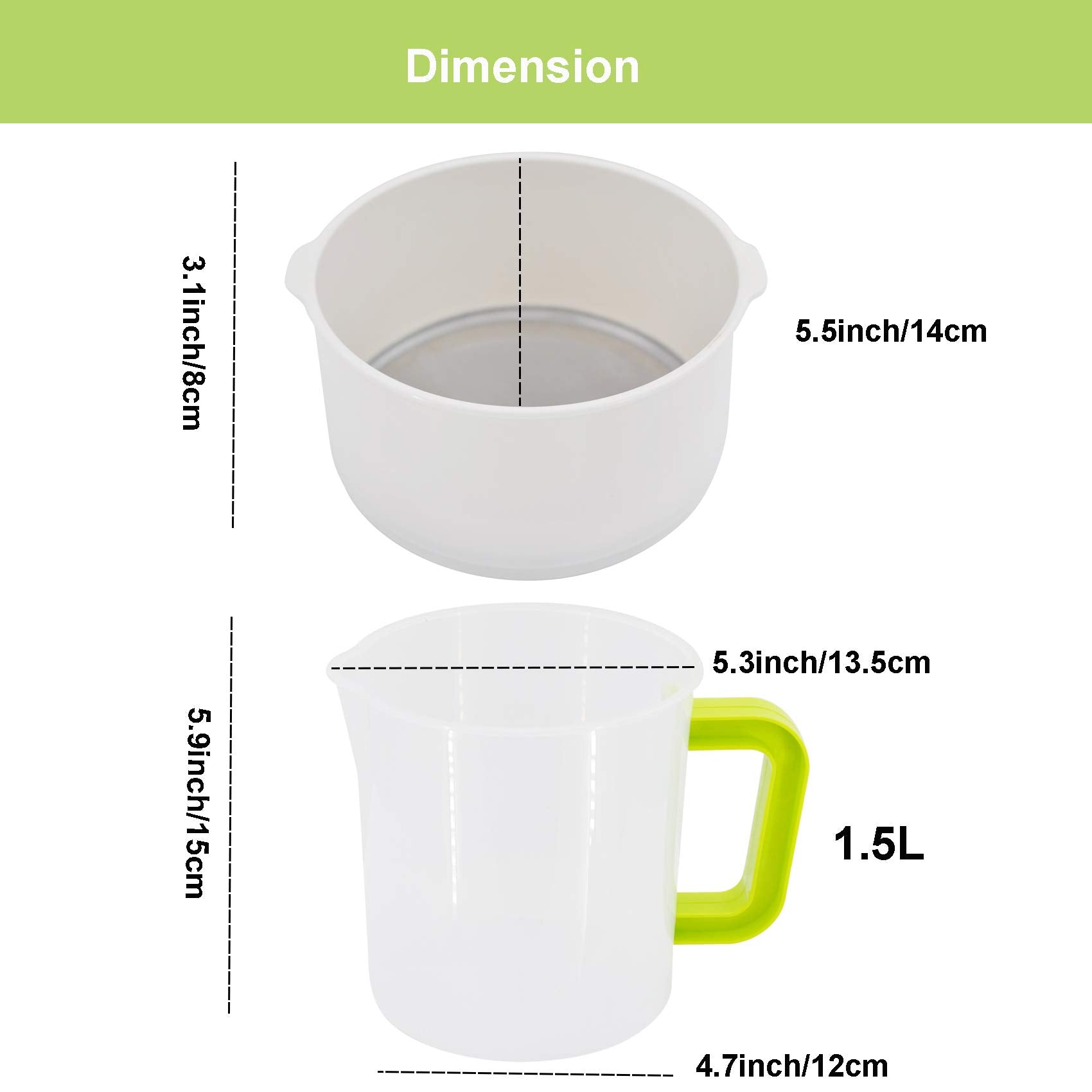 Multiple Usage Food Strainer Yogurt Strainer Maker Soy Milk Juice Tea Filter Stainless Steel Mesh Nut Milk Bag Replacement 1.5 Q