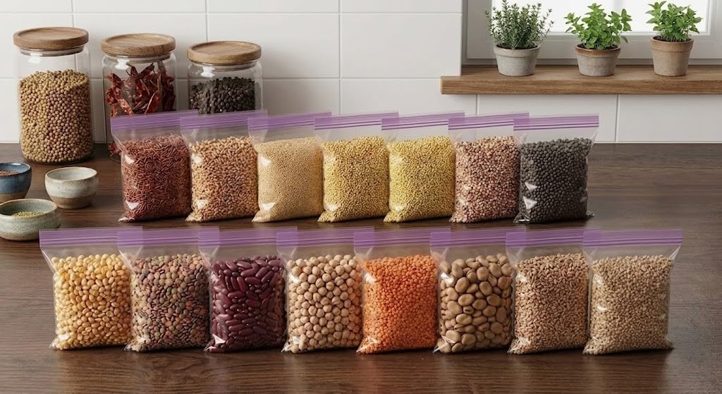 Stand Up Reusable Freezer Bags 10Pack  Thick Gallon Ziplock Food Storage Bags For Veggie, Fruit, Meal Prep | Leakproof Fresh P