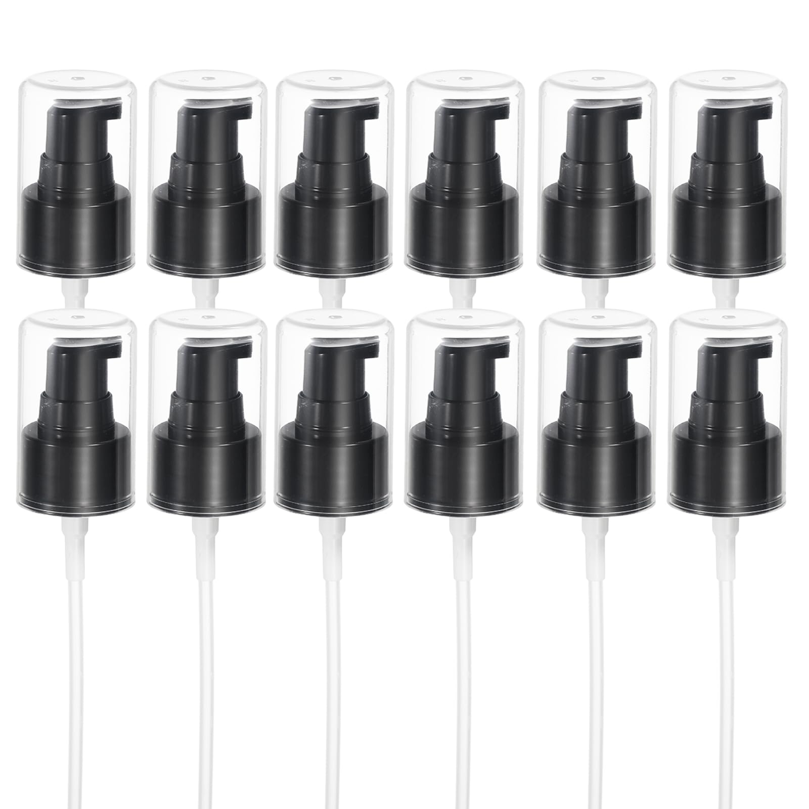 uxcell 12Pcs Dispenser Bottles Pump, Plastic Foundation Pumps Dispensers Top Replacement with Cover for 24/410 Thread Neck Size 
