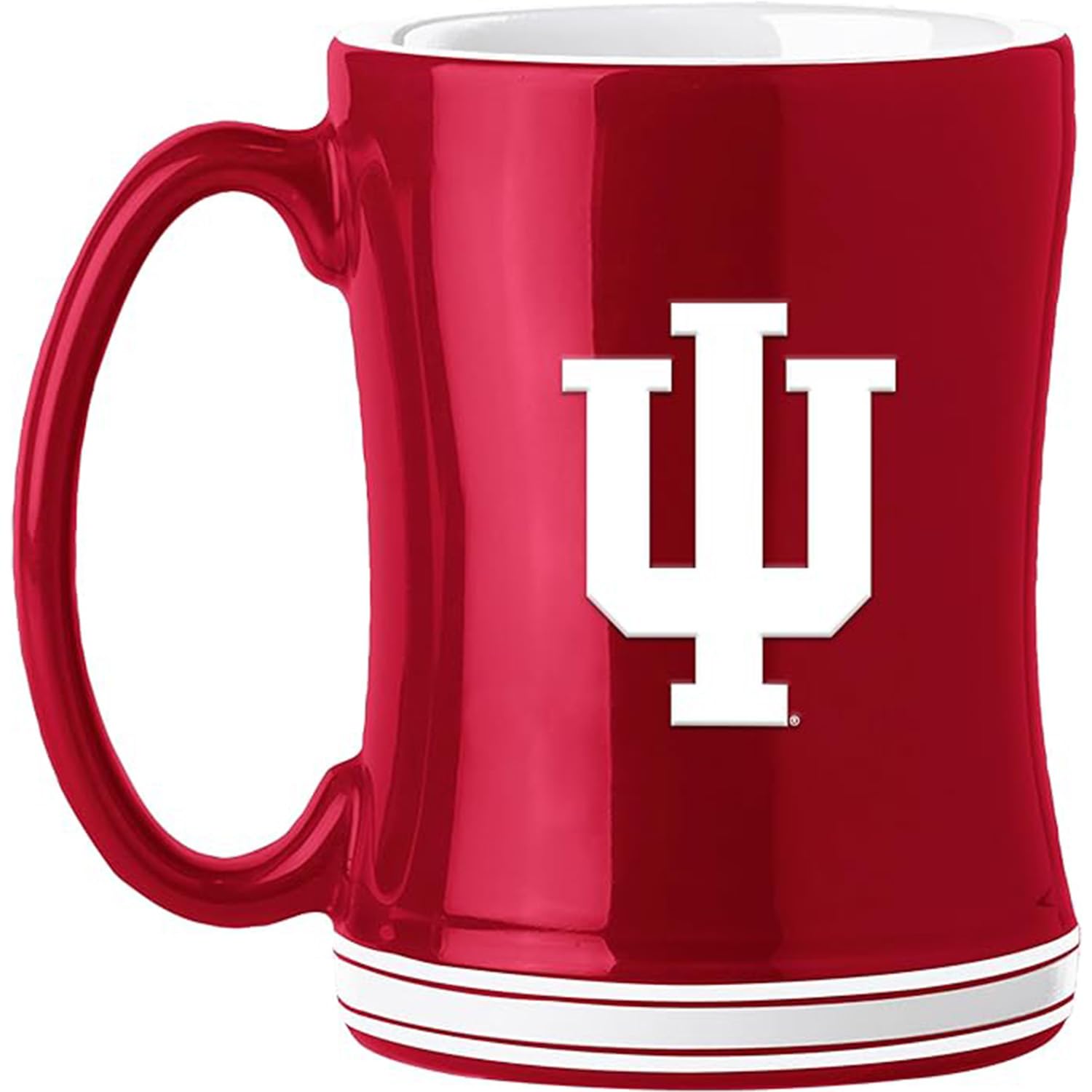 Logo Brands NCAA Indiana Hoosiers 14oz Ceramic Relief Mug with Team Logo and Elongated Handle