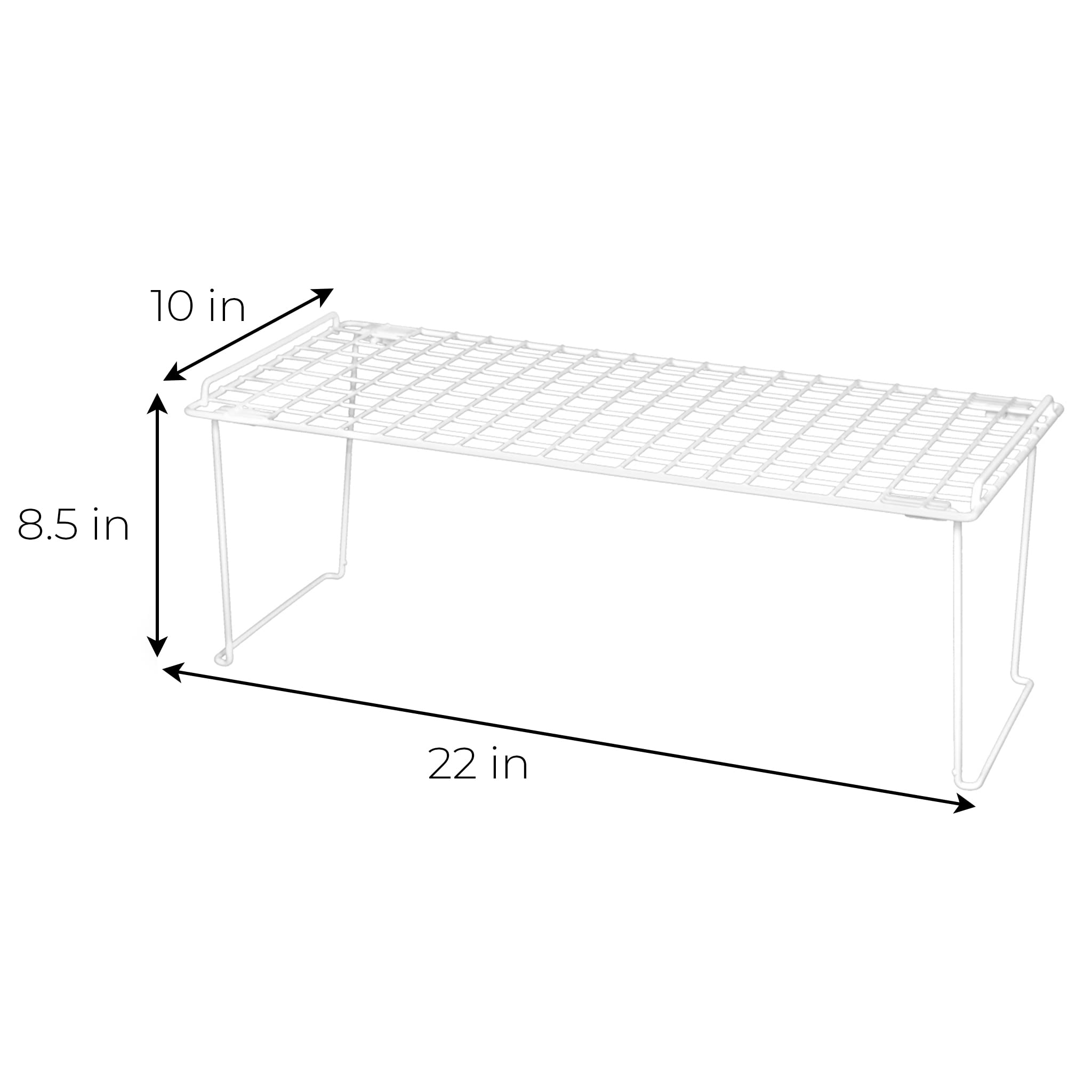 Smart Design Stacking Cabinet Shelf Rack - Set Of 6 - Extra Large 22 X 10 Inch - Steel Metal Wire - Cupboard, Plate, Dish, Count