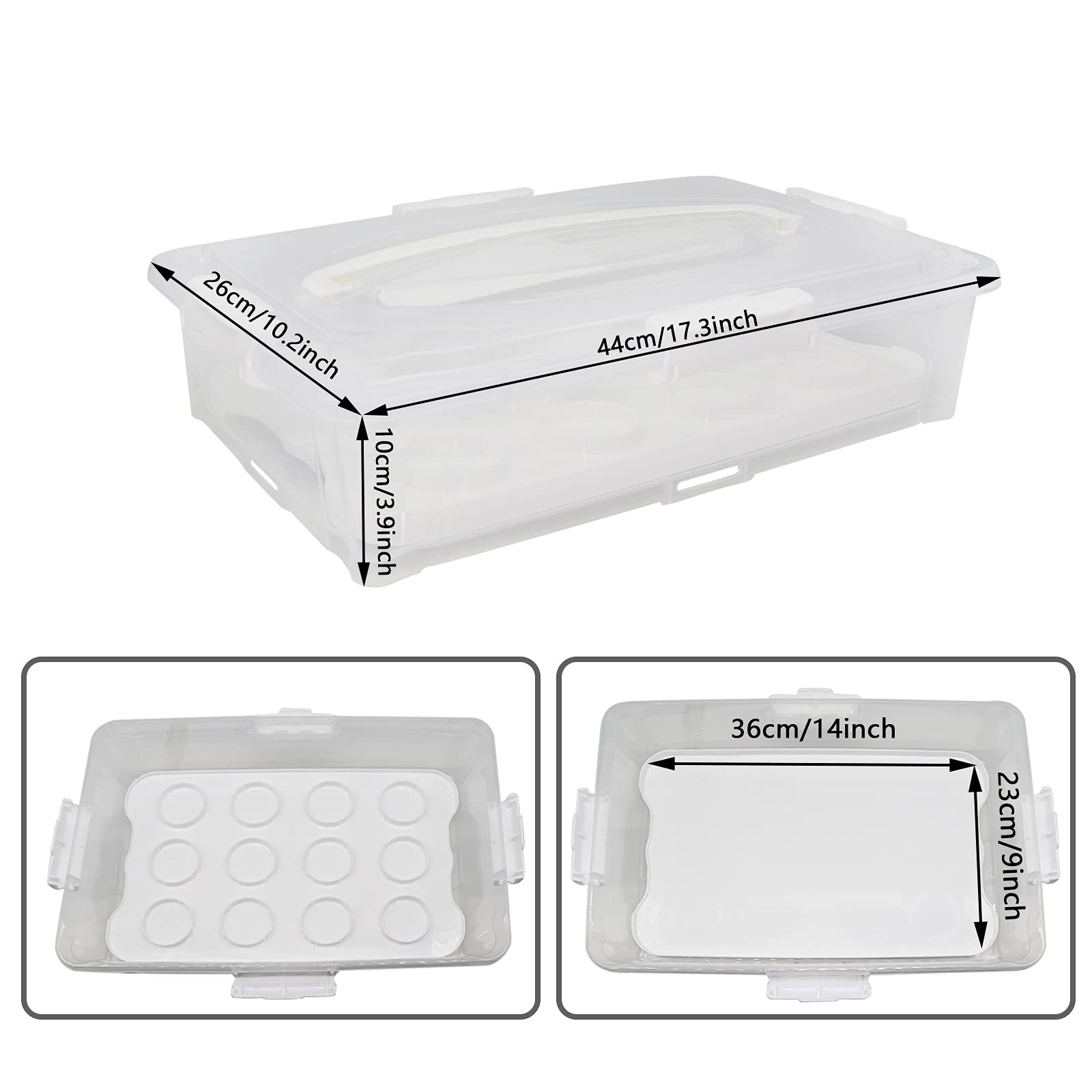 Feoowv Plastic Cake And Cupcake Carrier Holder, Large Portable Storage Container For Storing 12 Cupcakes Or 1 Large Cake, White