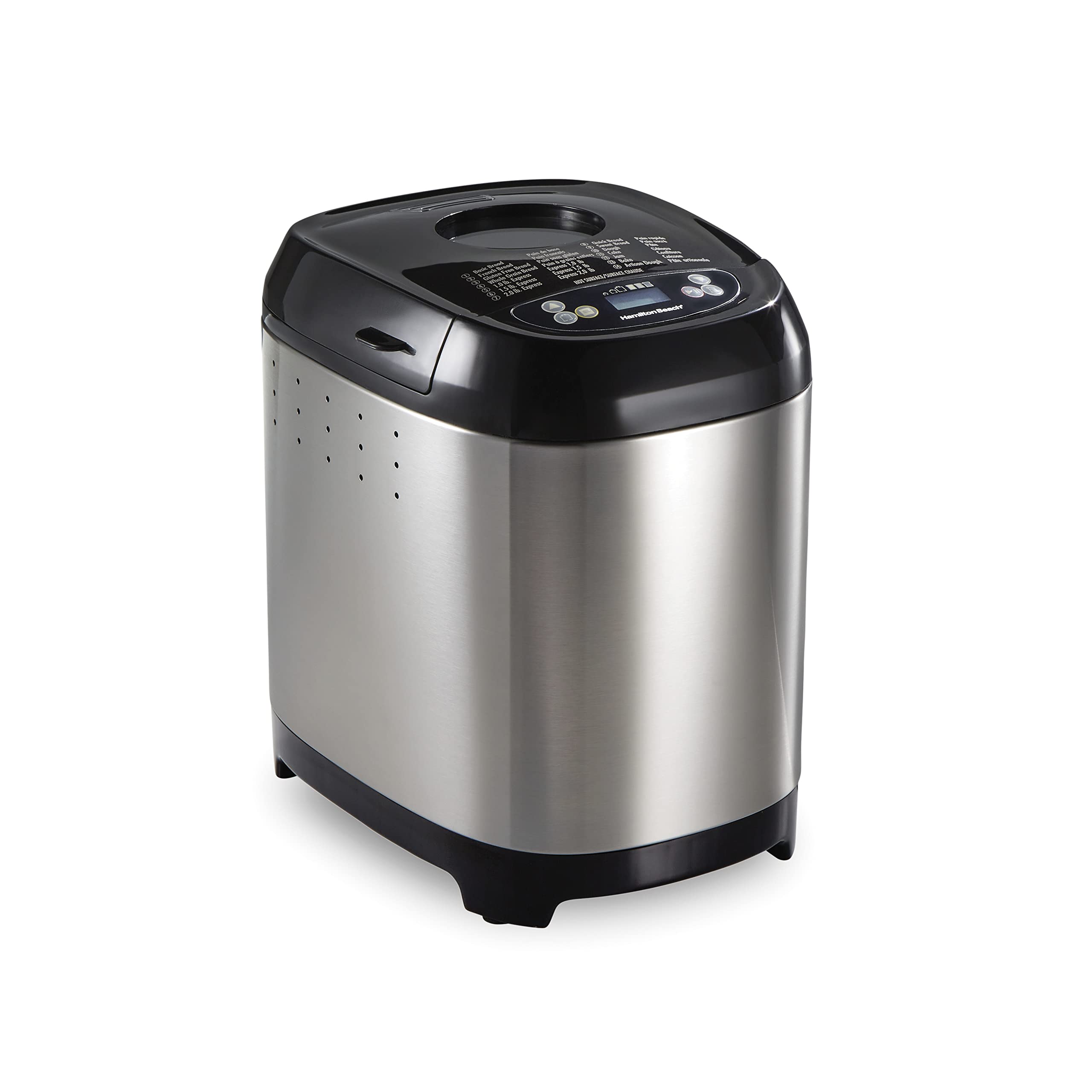 Hamilton Beach Digital Electric Bread Maker Machine Artisan And Gluten-Free, 2 Lbs Capacity, 14 Settings, Black And Stainless St