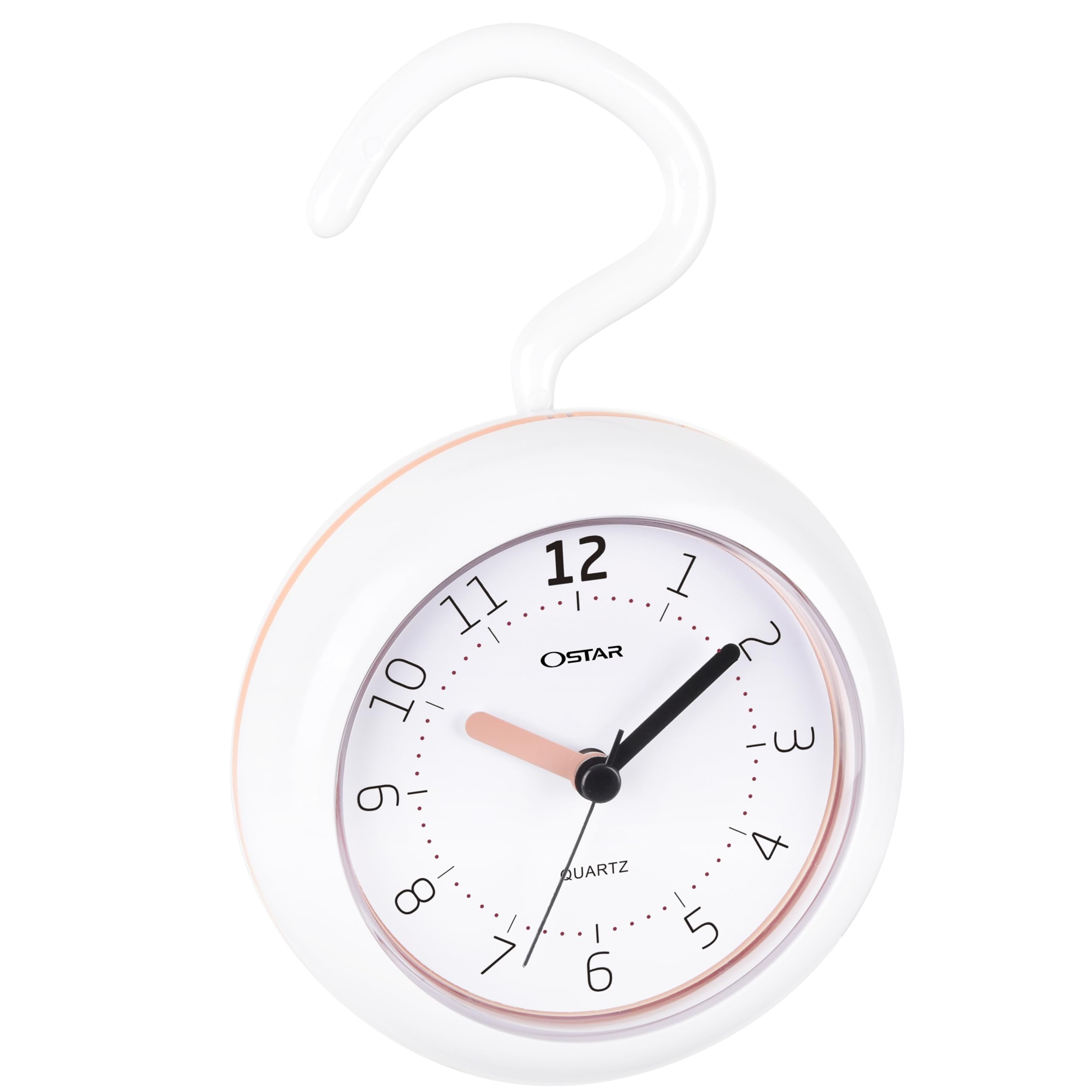 Ostar Waterproof Bathroom Shower Clock, Analog Quartz Clock Hanging Stand Dual Purpose Timer, One Aa Battery Operated 4.72 Inch 