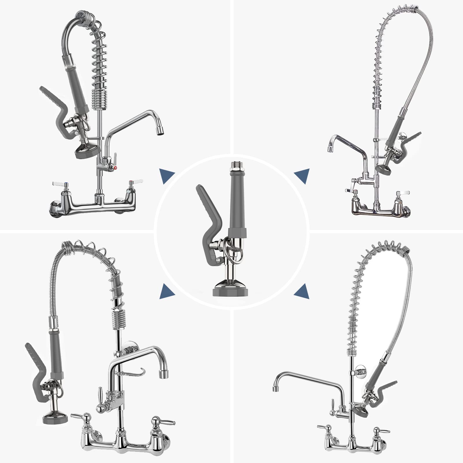 Fauaid Pre Rinse Sprayer Commercial Sink Sprayer Head,1.42Gpm Spray Valve Dish Sprayer Nozzle With Ergonomic Handle, Commercial