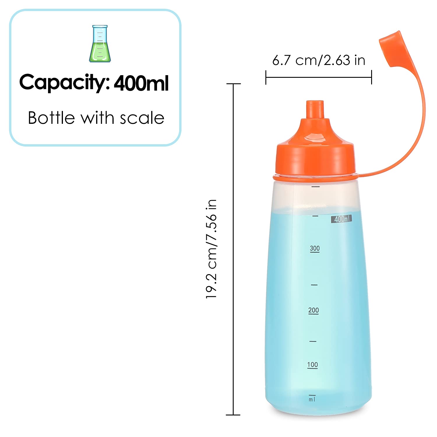Ondiomn Condiment Squeeze Bottle Wide Mouth, 2 Pack 400Ml Empty Reusable Squeeze Bottles For Honey,Batter,Catsup,Onion,Resin,Bak