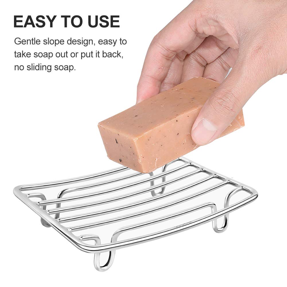 GUUKAR Bar Soap Dish Holder for Shower Bathroom Stainless Steel Rust Proof Self Draining with White Soap Saver Pad