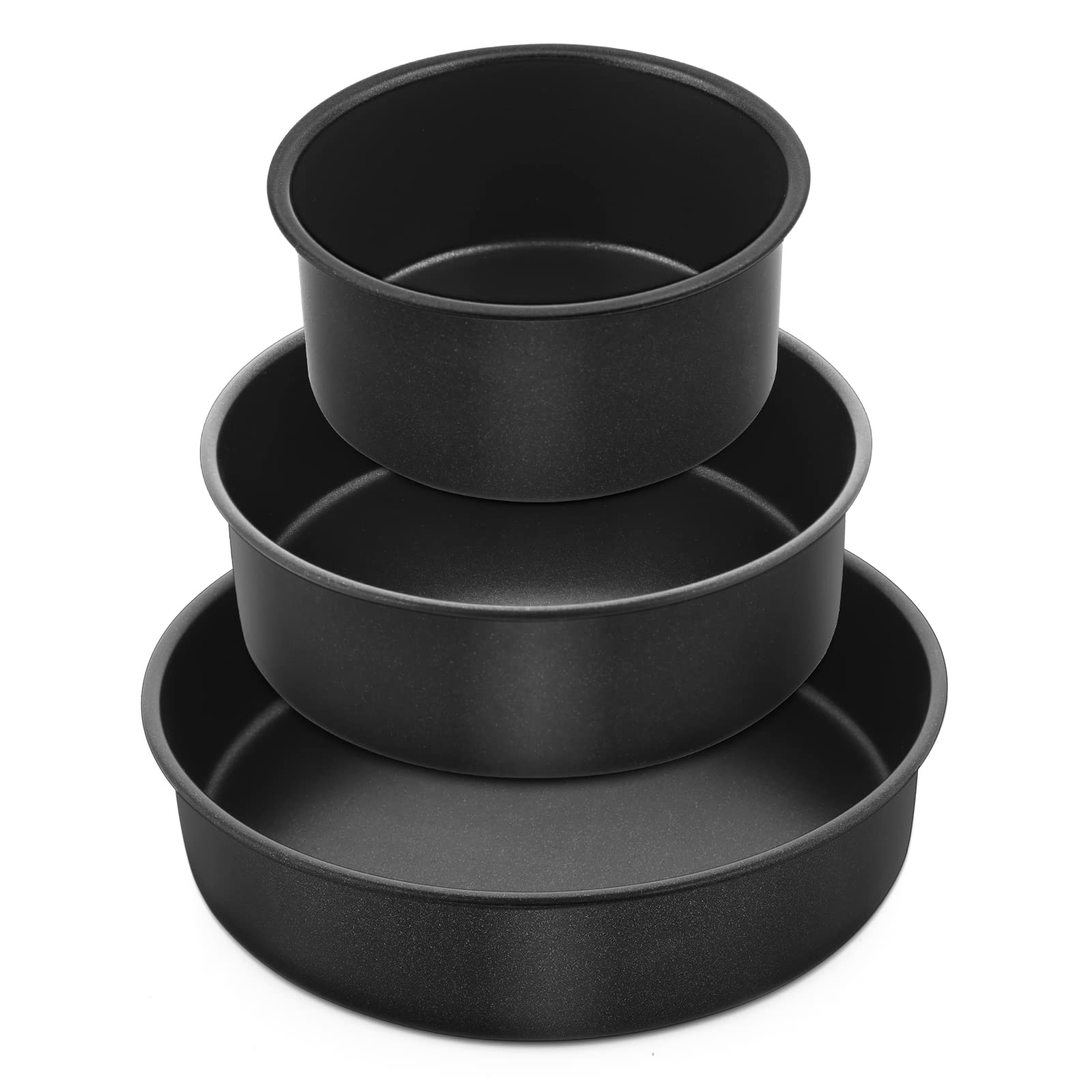 E-far 3-Piece Cake Pan(4/6/8 Inch), Nonstick Stainless Steel Round Baking Cake Pans, Metal Cake Mold Tins for Birthday/Wedding, 