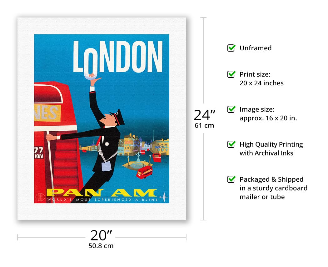 London England - Double Decker Buses Bovril And Schweppe - Pan American World Airways - Vintage Airline Travel Poster By Aaron F