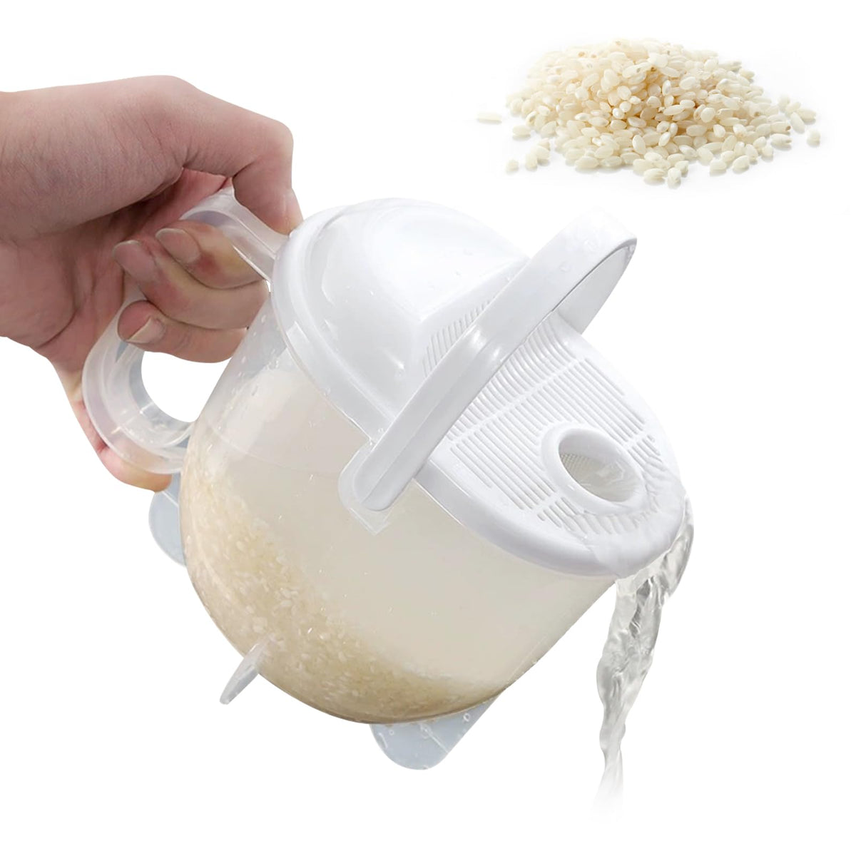 Rice Washer, Rice Washer Strainer Bowl Rice Cleaner Bowl Rice Strainer With Handle Rice Washer Strainer Bowl With Lid