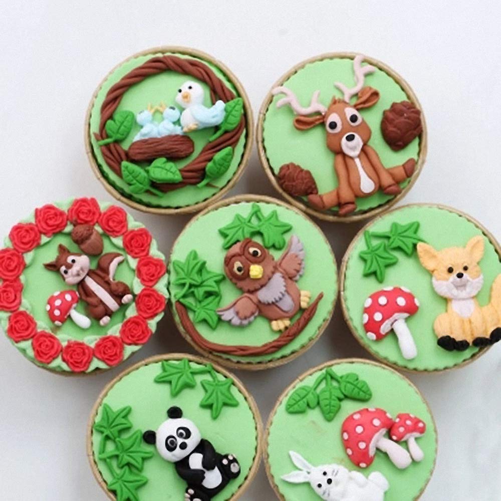 Fewo Forest Animals Fondant Molds Zoo Animal Silicone Mold For Chocolate Candy Gum Paste Polymer Clay Resin Sugar Craft Cake Cup