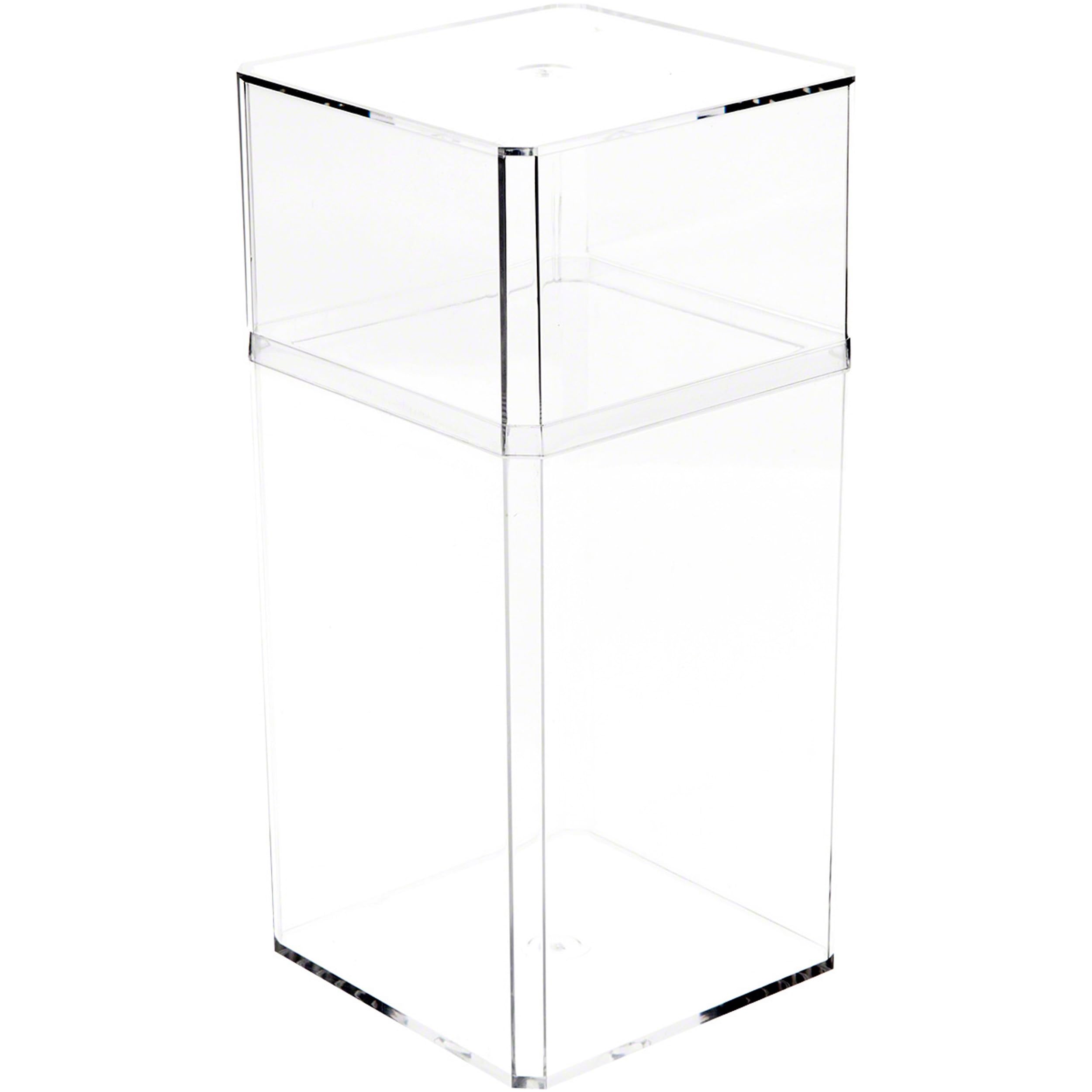 Pioneer Plastics 048C Clear Large Tall Rectangular Plastic Container, 3.75'' W X 3.75'' D X 8.25'' H