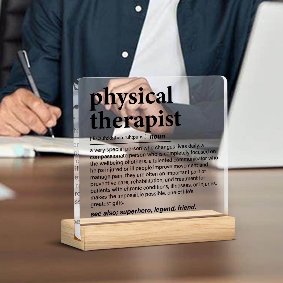 Physical Therapy Gifts, Physical Therapist Gift for Women Men, Funny Appreciation Gifts for Therapists Clear Acrylic Desk Decor