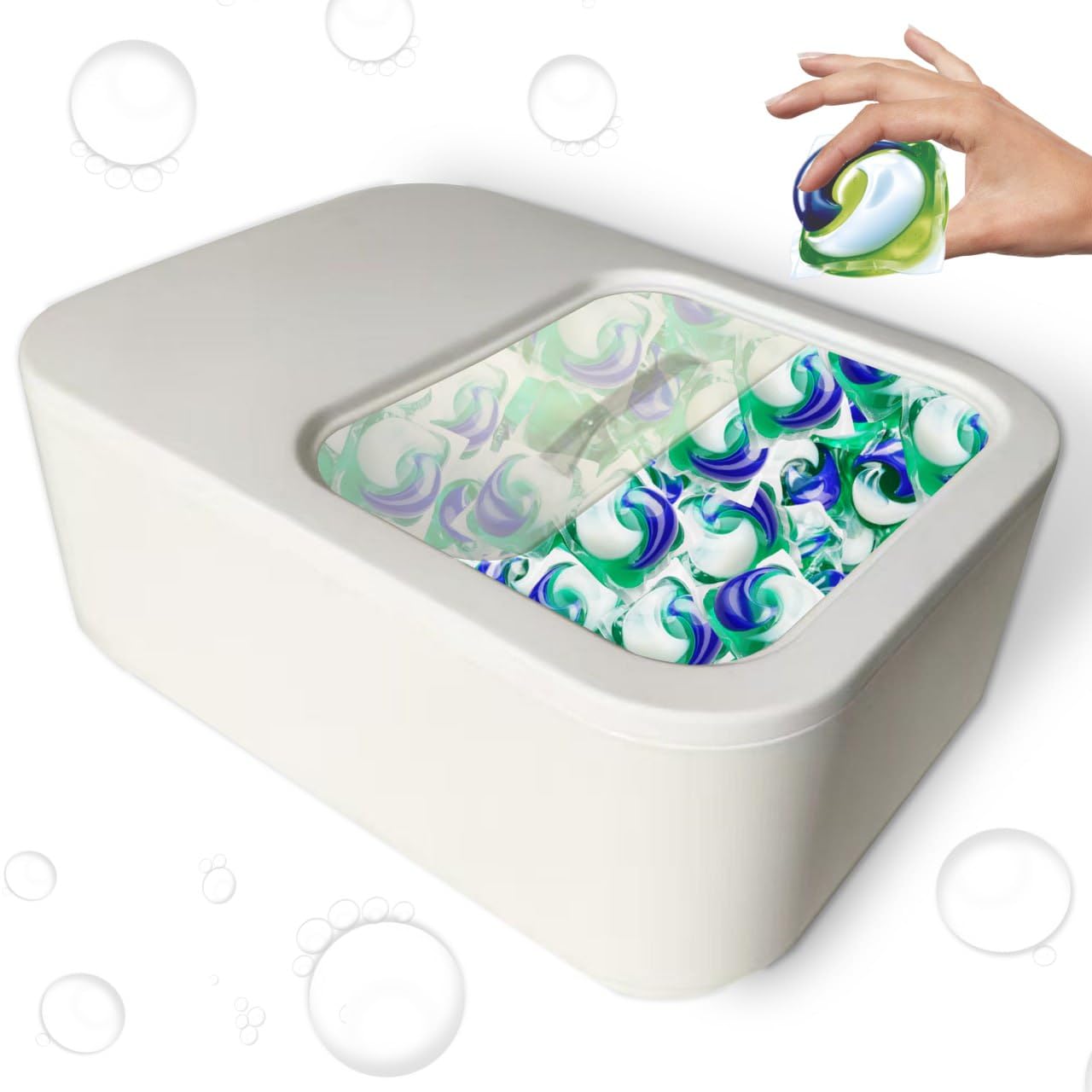 Skywin Laundry Pod Container With Slide Lid - Small Laundry Pod Storage Container For Laundry Room Container Organization Great