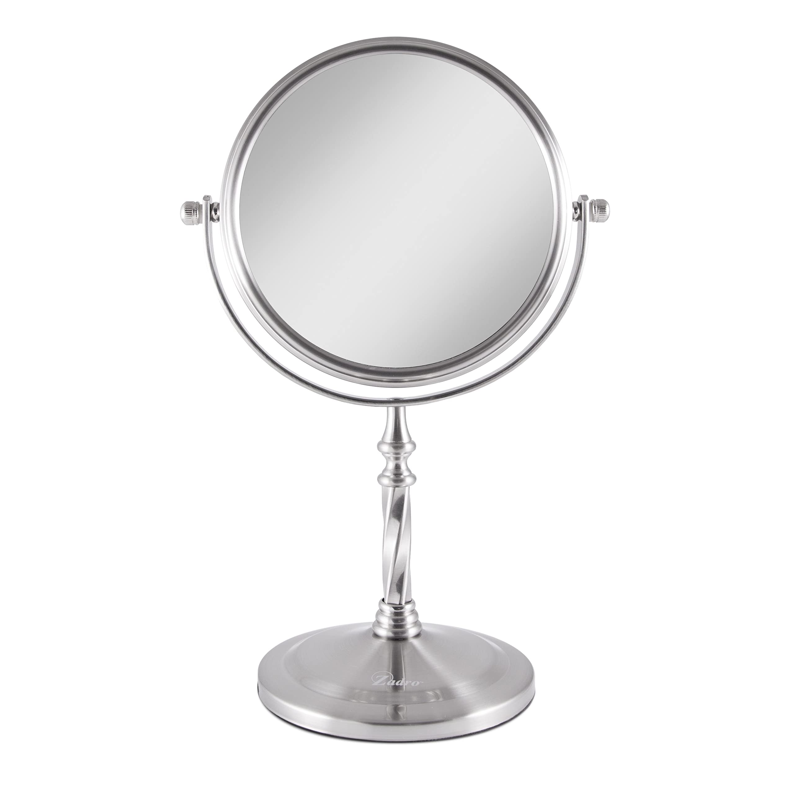 Zadro 7    W x 10 H Round Non-Lighted Makeup Mirror 5X 1X Magnifying Makeup Mirrors Rotating Head Makeup Mirror for Desk