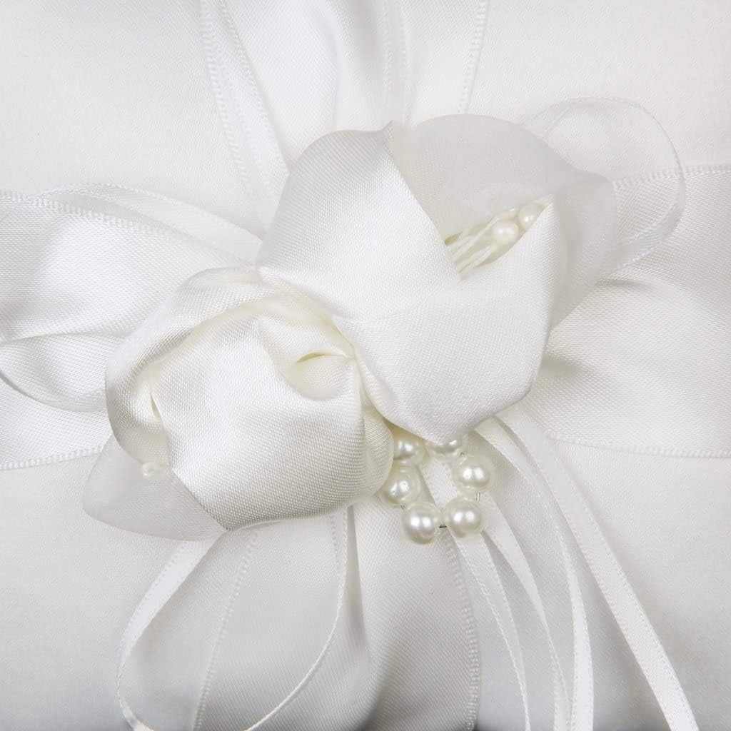 Taotenish Wedding Ring Pillow Flower Girl Basket Set White Satin Ring Bearer Pillow Flower Girl Basket For Wedding Party Supplie