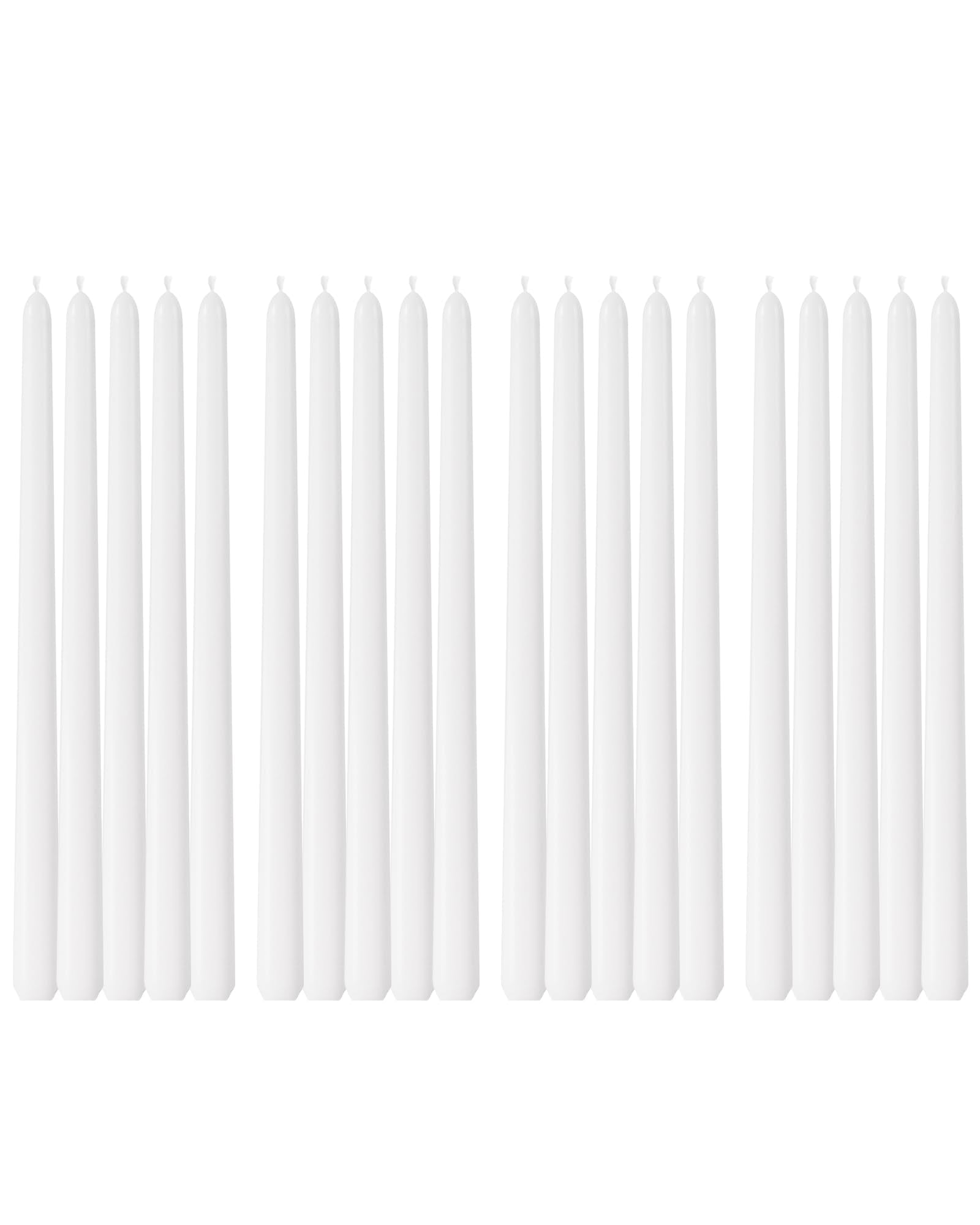 Taper Candles 12 Inch White Set of 20 Unscented, Dripless, Smokeless Long Tall Tapered Candlesticks Wedding Home Decor Dinner