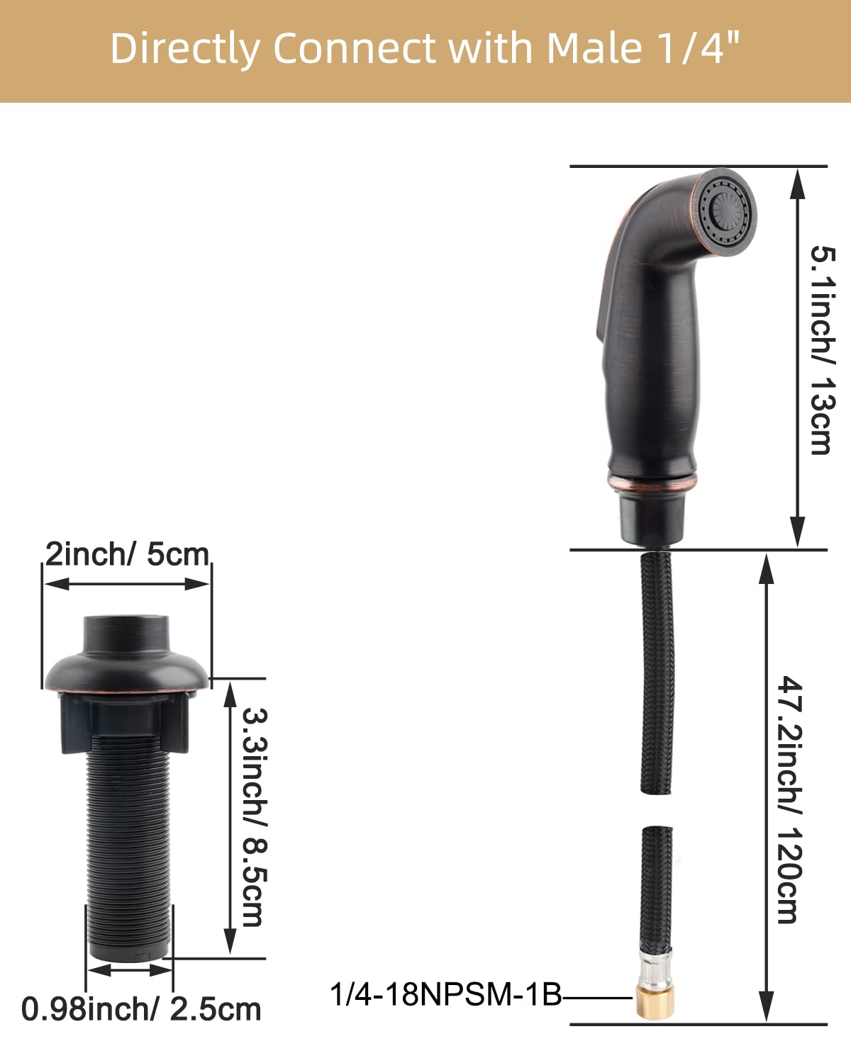 Universal Kitchen Sink Side Sprayer Attachment Compatible With Moen/Delta Faucet Sprayer Replacement, Kitchen Sink Faucet Spraye