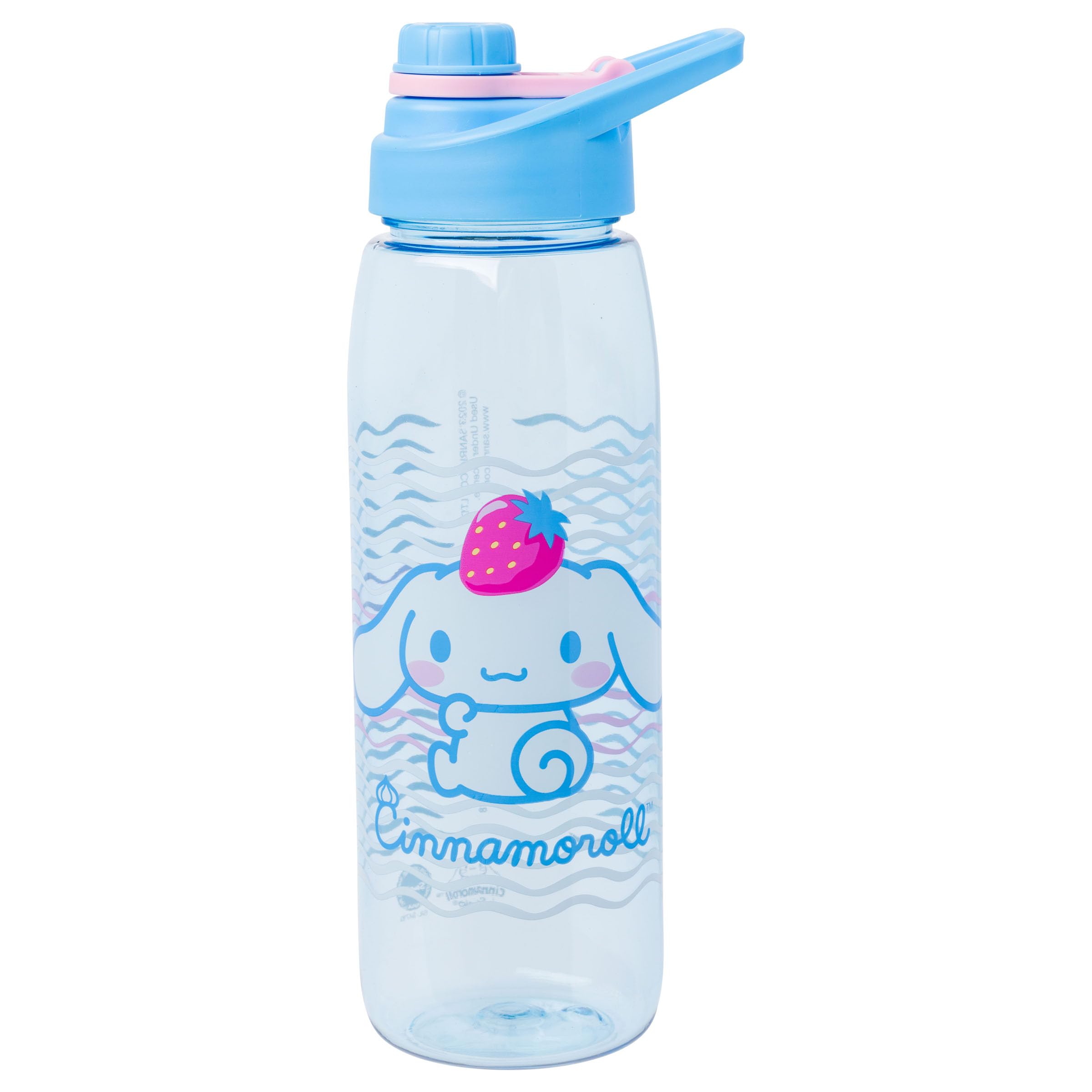 Silver Buffalo Sanrio Hello Kitty And Friends Cinnamoroll With Strawberry Water Bottle With Screw Lid, 28 Ounces