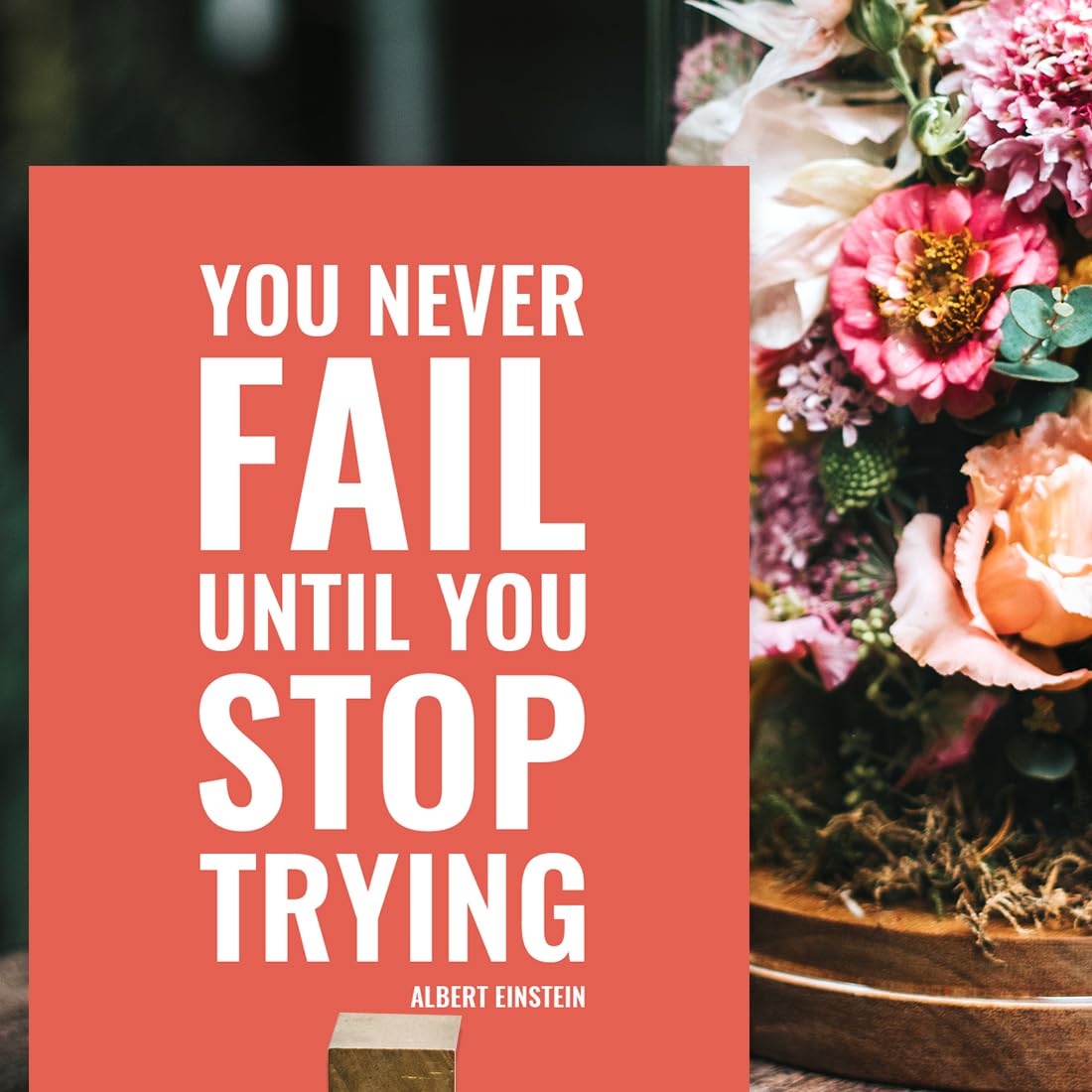 Andaz Press Motivational Wall Art, You Never Fail Until You Stop Trying, Albert Einstein, 8.5X11-Inch Inspirational Success Quot