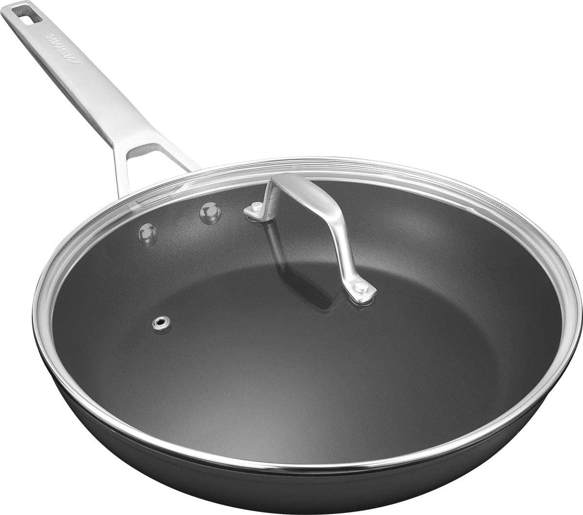 Msmk 11 Inch Nonstick Frying Pan With Lid,Titanium And Ceramic Nonstick Skillet With Lid, Pfoa Free Non-Toxic, Stay-Cool Handle,