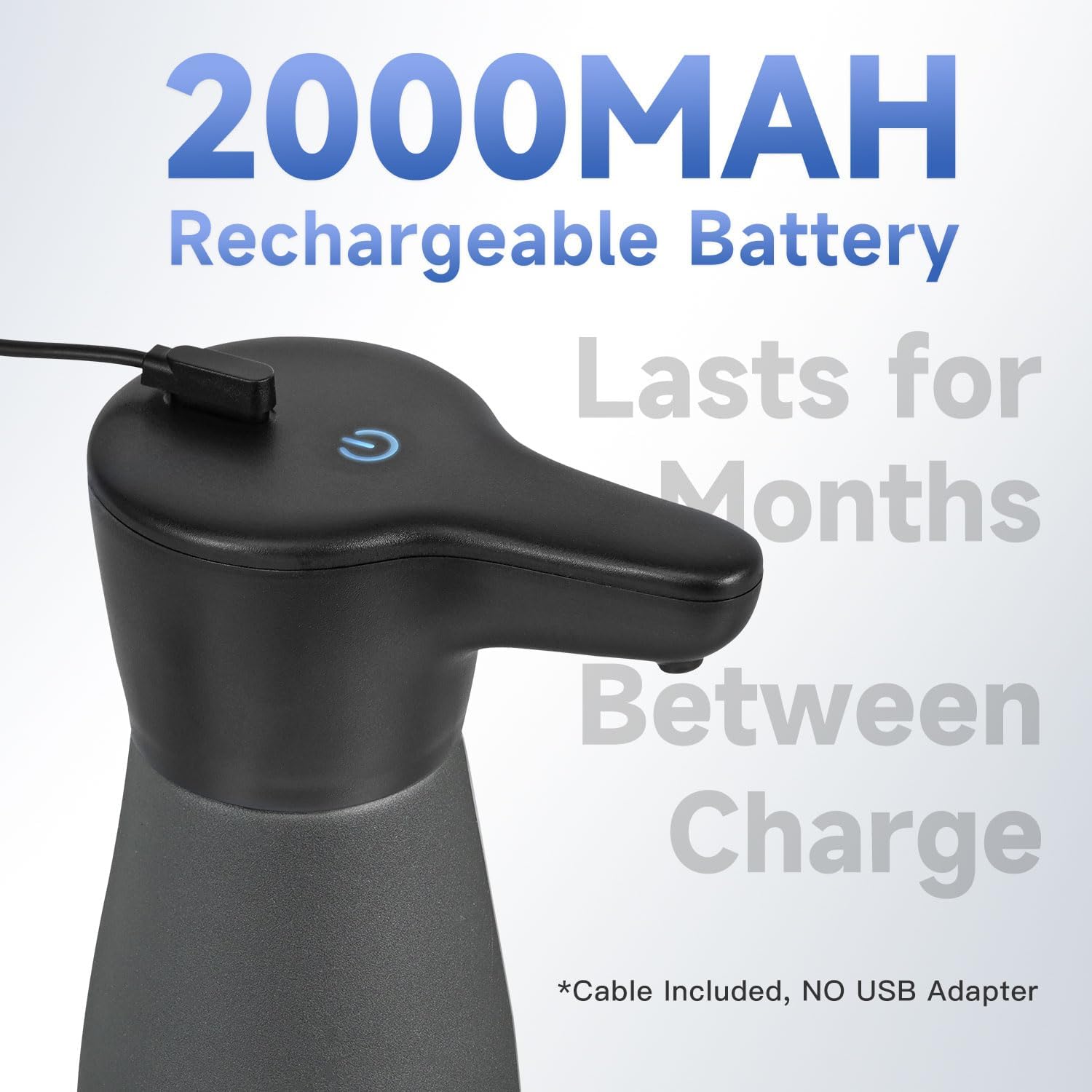 Aike Magnetic Charging Waterproof Automatic Soap Dispenser For Liquid Soap Anti-Fingerprint Black Coating 14Fl.Oz. Model Ak1337