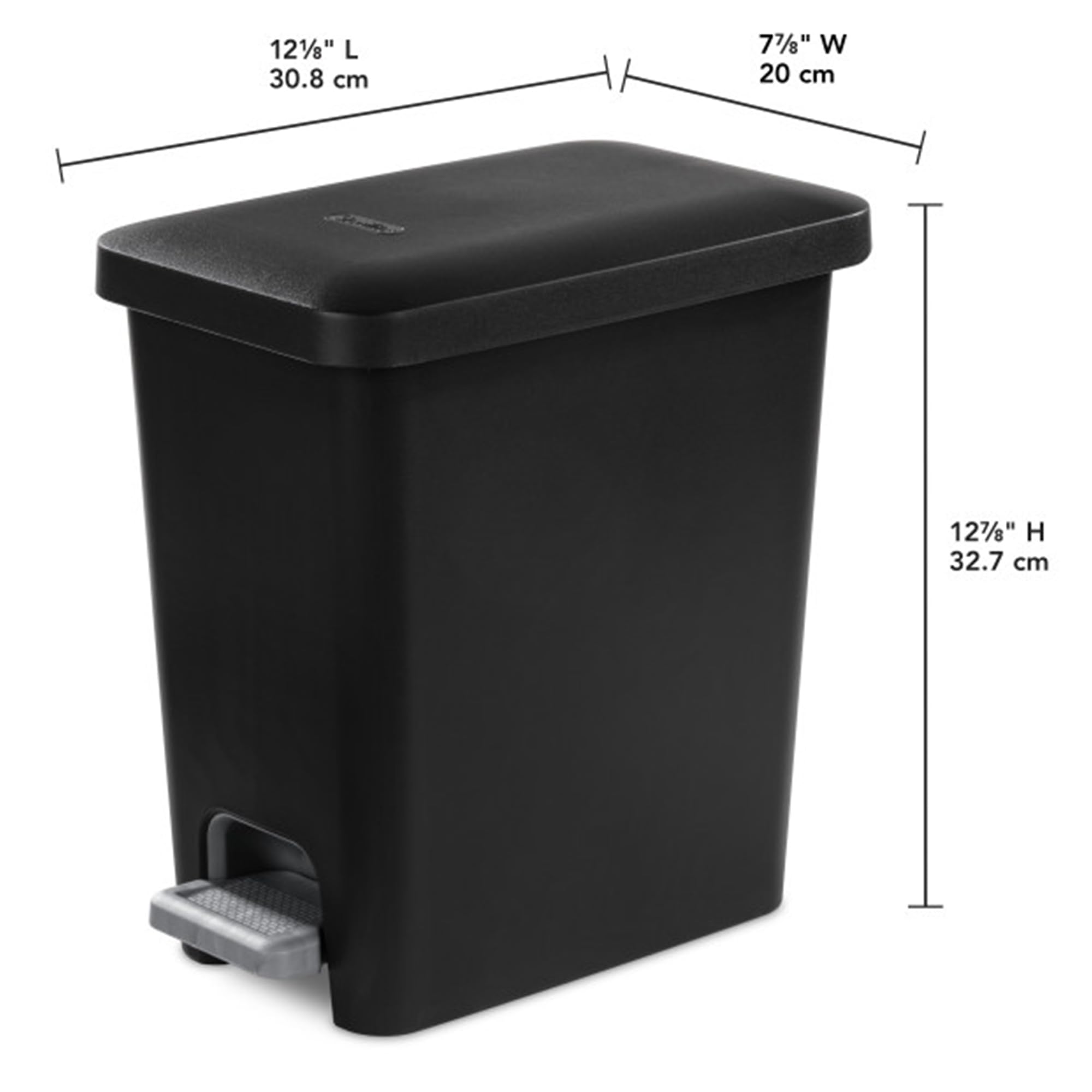 Sterilite 2.7 Gallon Rectangular Stepon Wastebasket With Lid, Small Plastic Trash Can For The Bathroom, Bedroom Or Home Office,