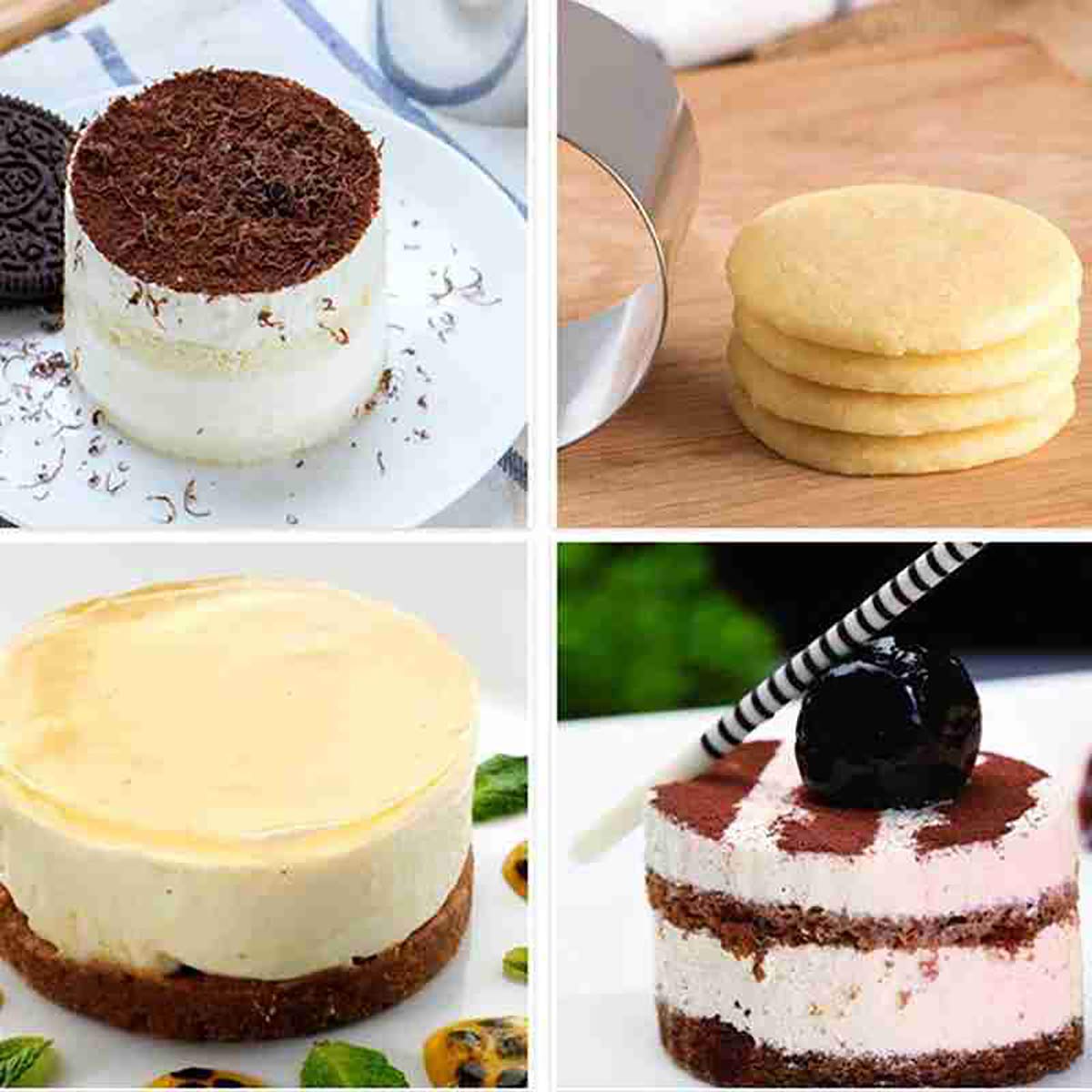 Goeielewe 5Pcs Round Cake Rings Mold  2-Inch Mini Cake & Pastry Ring  Stainless Steel Mousse Dessert Rings Set Cake Cookie Biscuit Cutter Muffin Baking Molds