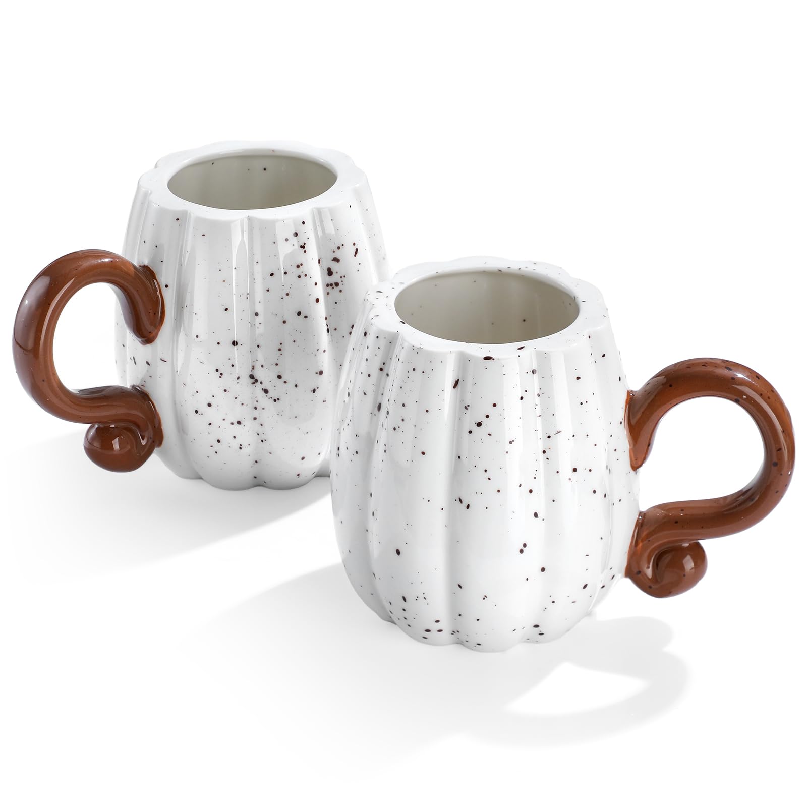 RimCereal 2 Pcs Fall Pumpkin Mug 16 oz Halloween Ceramic Coffee Mug, White