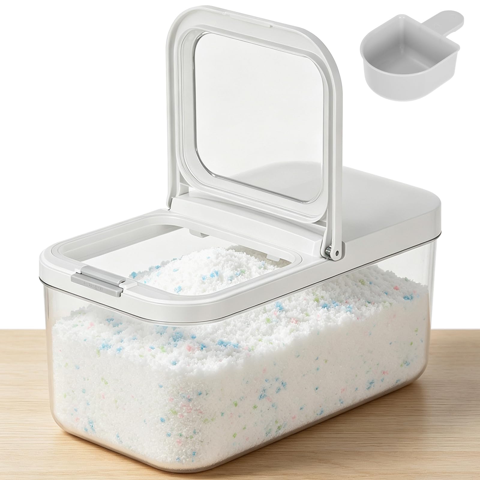 6L Laundry Detergent Dispenser with OnePress Lid & Measuring Spoon Tall Slim Laundry Powder Container for Laundry Room Organiza