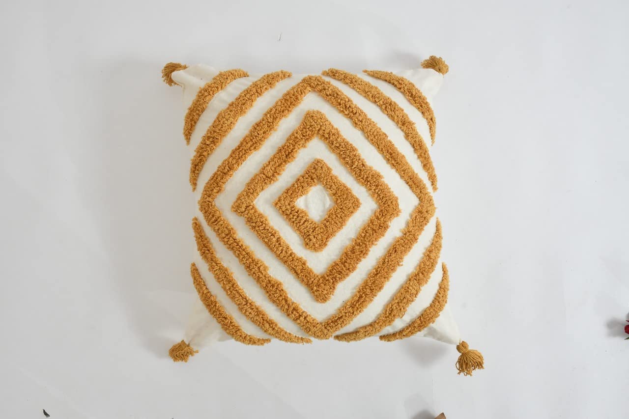 Wisdom Decor Sofa Cushion Cover Cotton For Living Room Couch Soft Pillow Cover 18X18 Inch Pack Of 1 Yellow Diamond