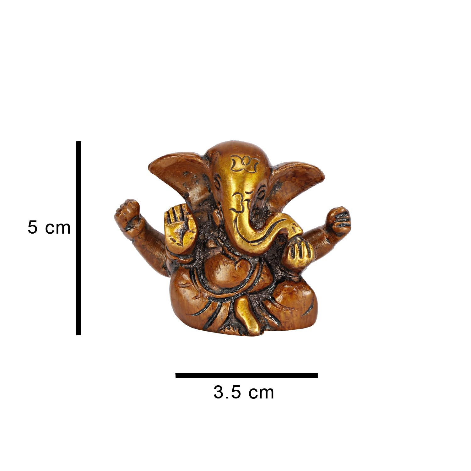 Platinum Brass- Pure Certified Brass Lord Appu Ganesha 5Cm Idol For Home | Ganesh Murti | Unique Handmade Design For Desk, Car,