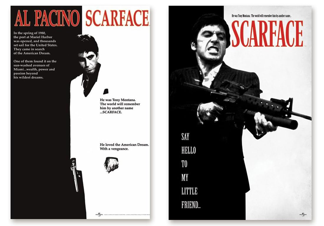 Poster Stop Online Scarface - Movie Poster Set (Regular Style & Say Hello To My Little Friend) (Size 24 X 36 Each)