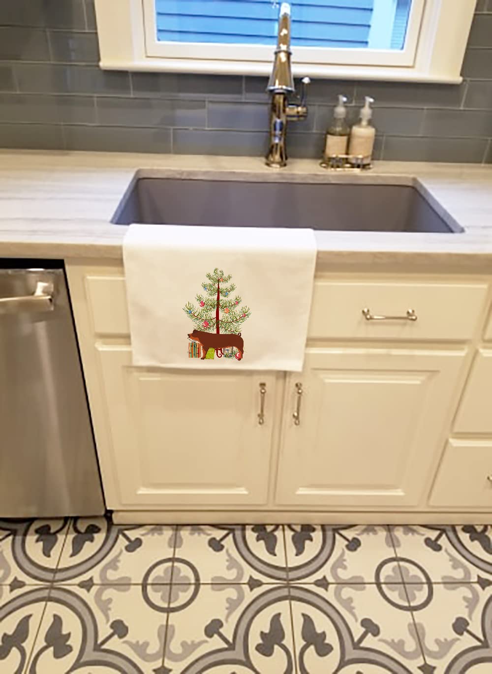 Duroc Pig Christmas White Kitchen Towel Set of 2