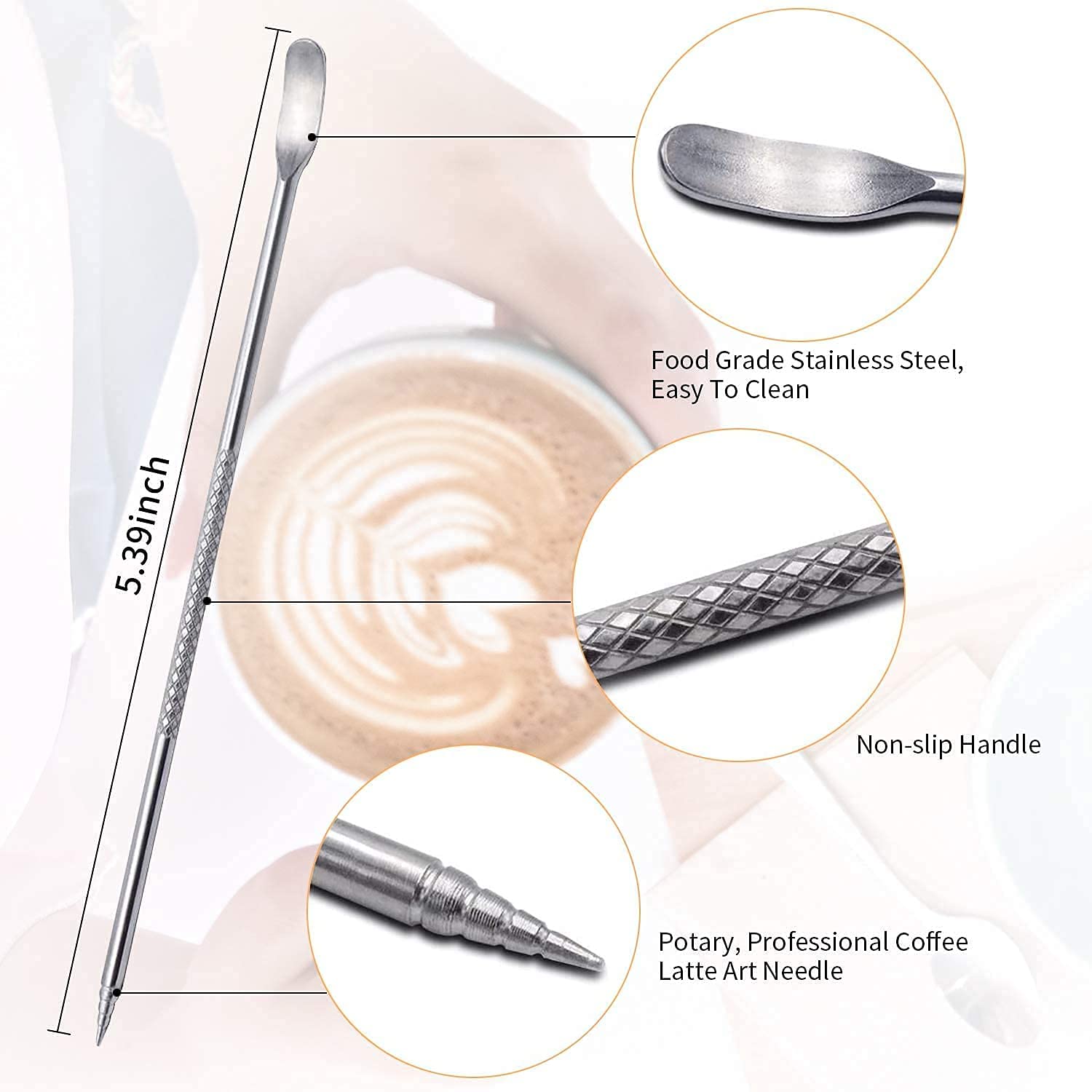 Milk Frothing Pitchers 20 Oz, Stainless Steel Espresso Steaming Pitcher With Decorating Pen Coffee Milk Frother Cup With Scale C