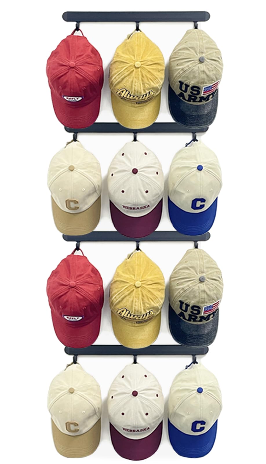 Etowifa Adhesive Hat Organizer Rack For Baseball Caps [Up To 36 Caps] Hat Hanger Display For Wall/Closet/Over The Door, Room/Col