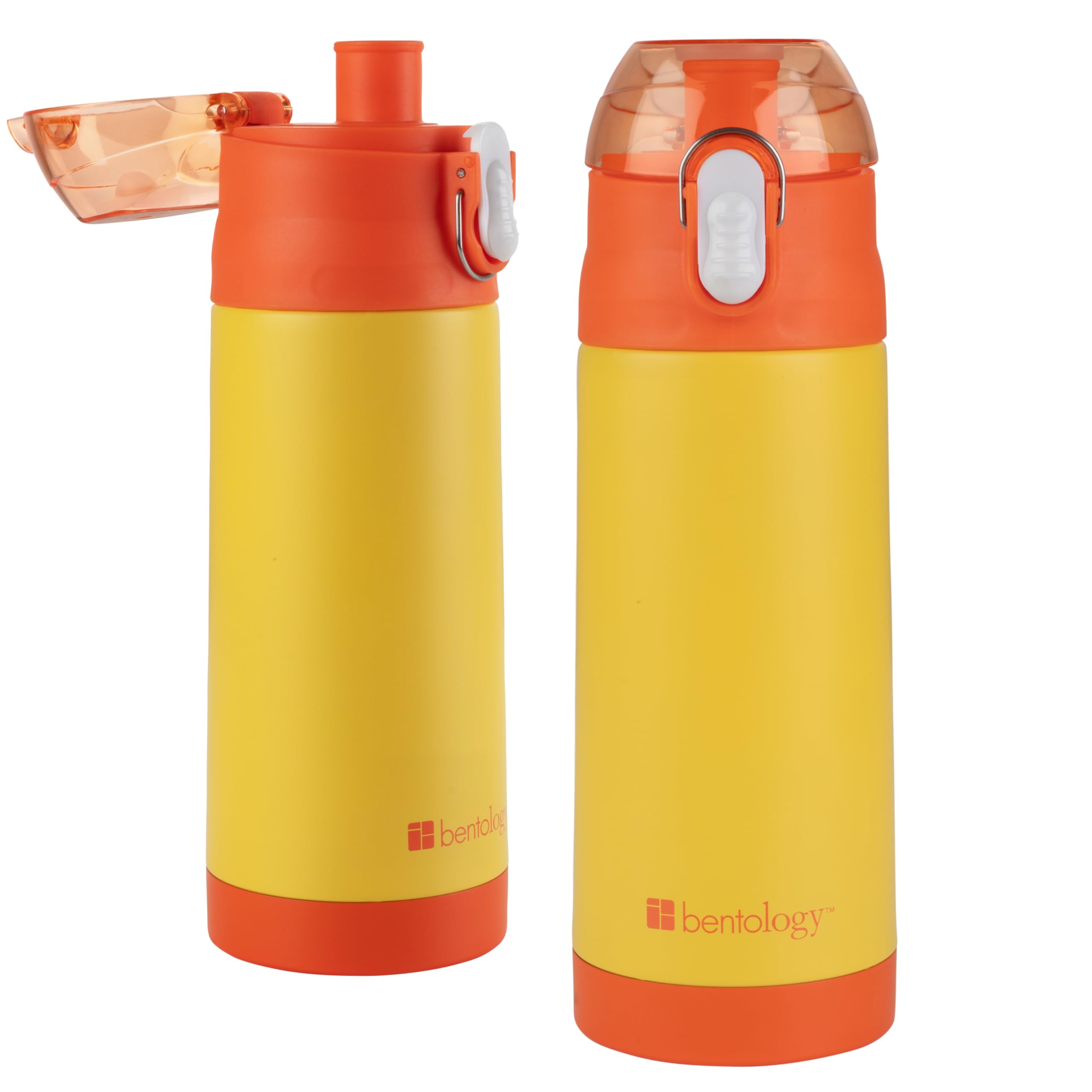 Stainless Steel 13 Oz Insulated Water Bottle For Girls Or Boys (Yellow)- Easy To Use For Kids- Reusable Spill Proof Bpa-Free, Fi