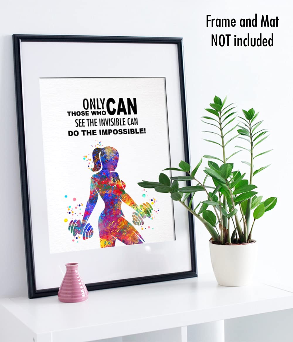 Dignovel Studios 8X10 Set Of 4 Unframed Intensive Workout Training Exercise Running Boxing Weight Lifting Watercolor Art Woman G