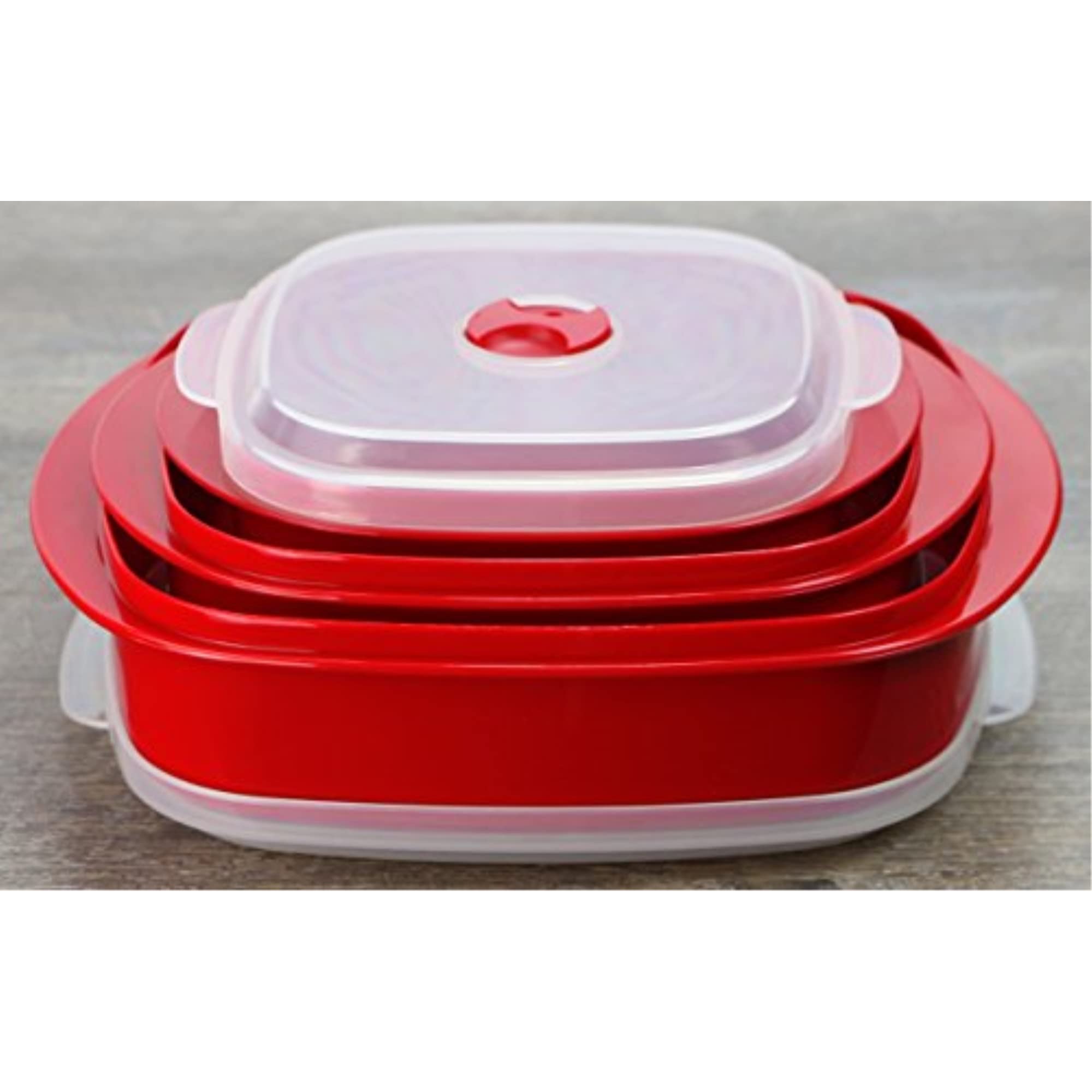 Reston Lloyd Nesting Microwave Containers, Set Of 3, Adjustable Steam Vents, Airtight, Meal Prep, Durable Bpa-Free Plastic- Free