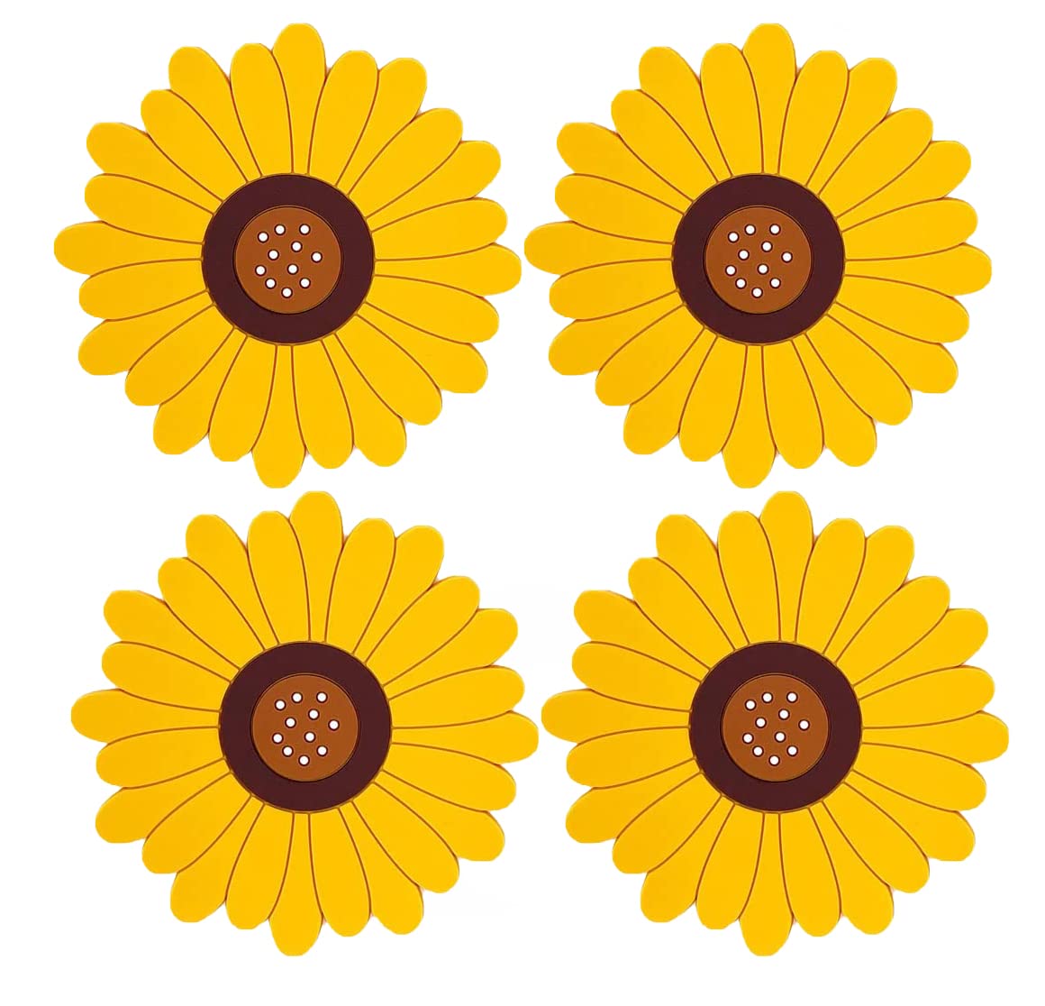 Besillia SunflowerShaped Placemats  BPAFree & Food Gread Silicone  HeatResistant Up to 300 F  NonSlip & Waterproof Coaste