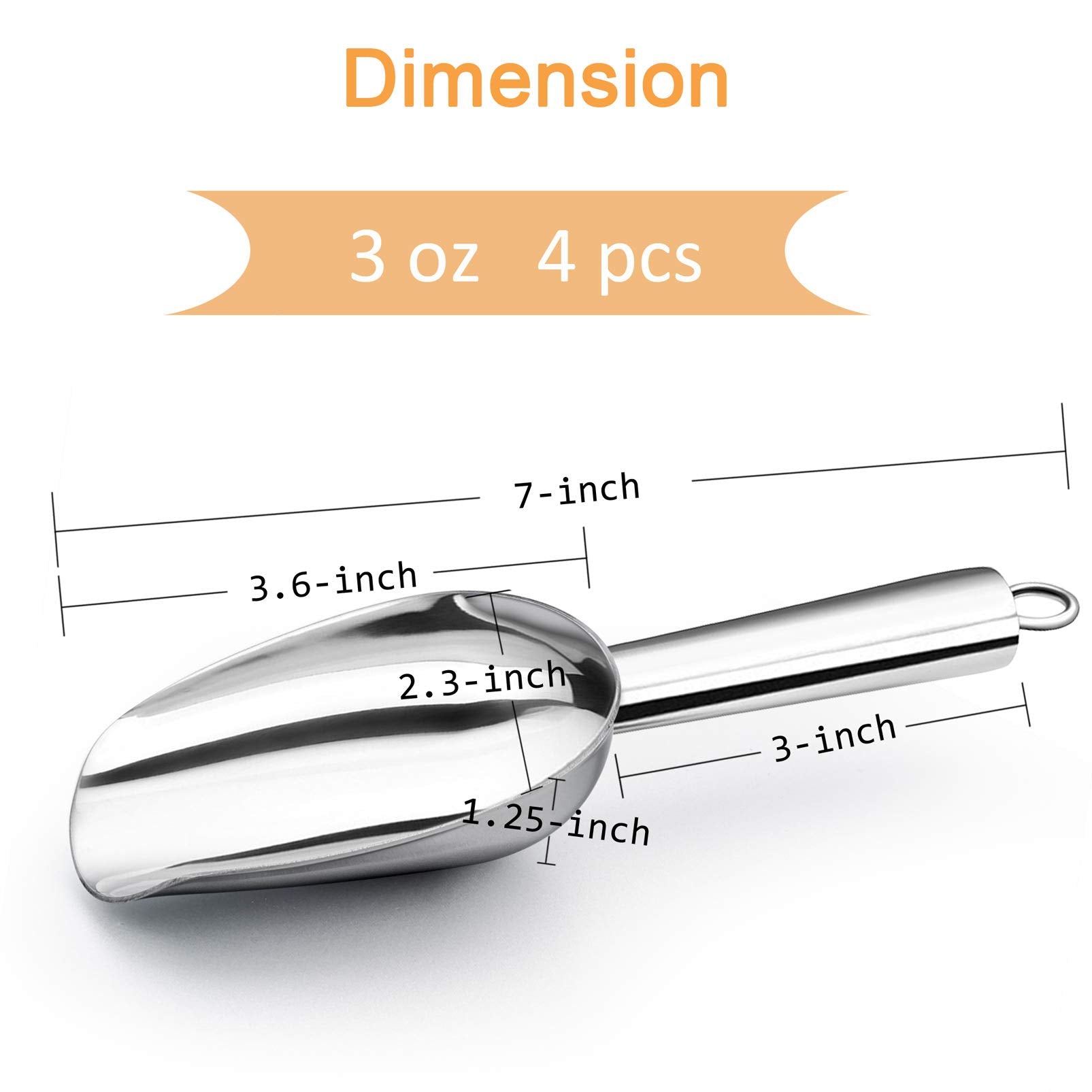Teamfar Mini Scoop, 3Oz Stainless Steel Canister Small Ice Candy Scoop For Kitchen Dispenser Buffet Jars, Healthy & Sturdy, Mult