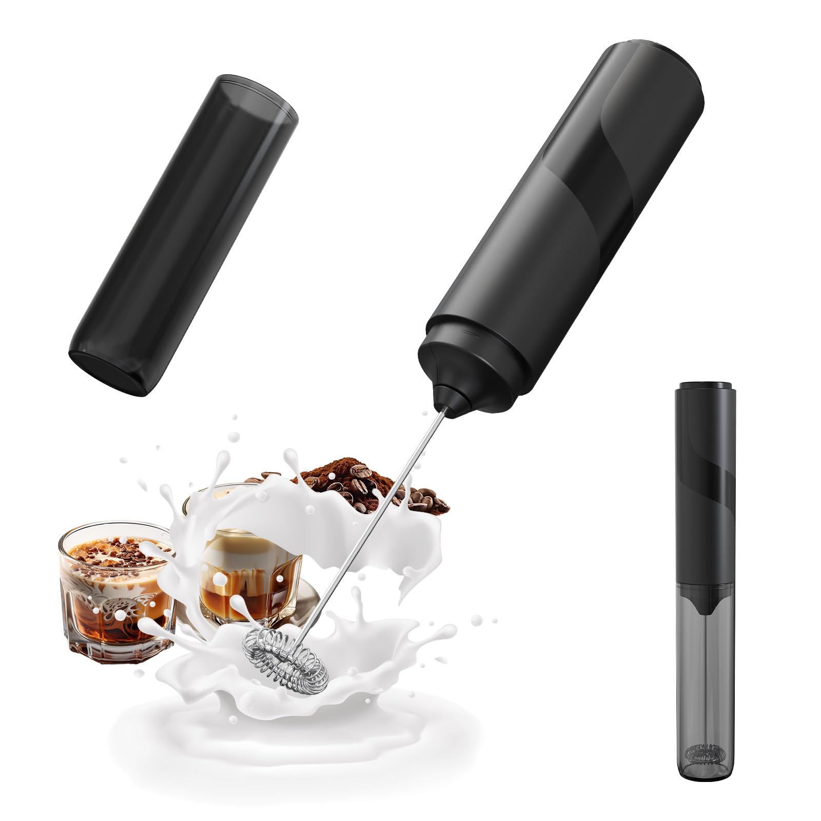 CIRCLE JOY Portable Milk Frother Hanheld, Battery Operated Electric Coffee Frother Wand Drink Mixer for Matcha Lattes Cappuccino
